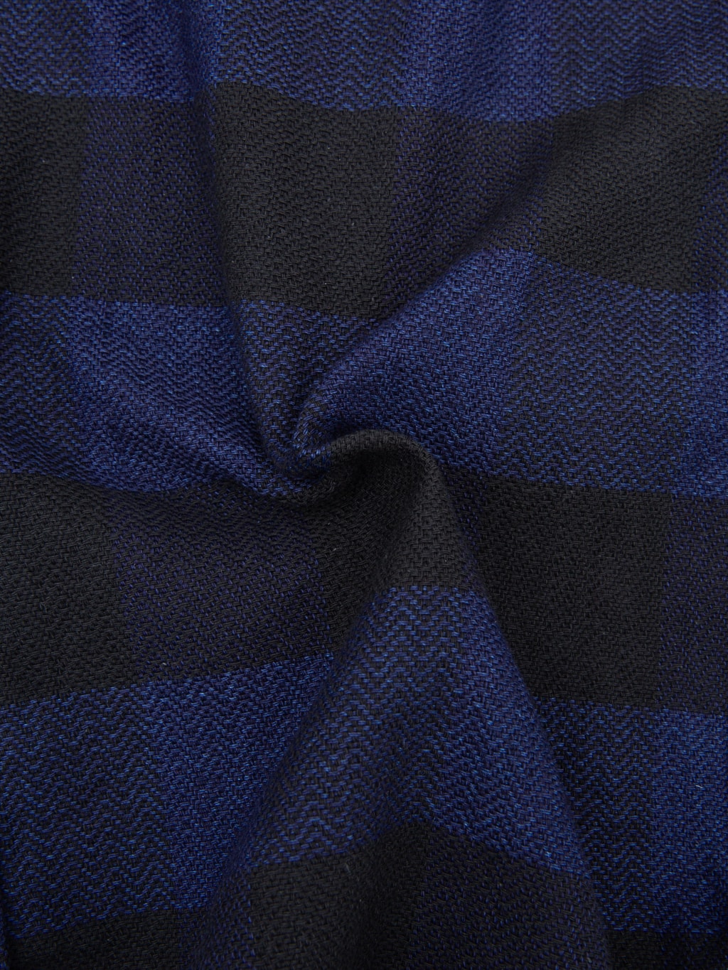 the flat head indigo block check flannel shirt texture