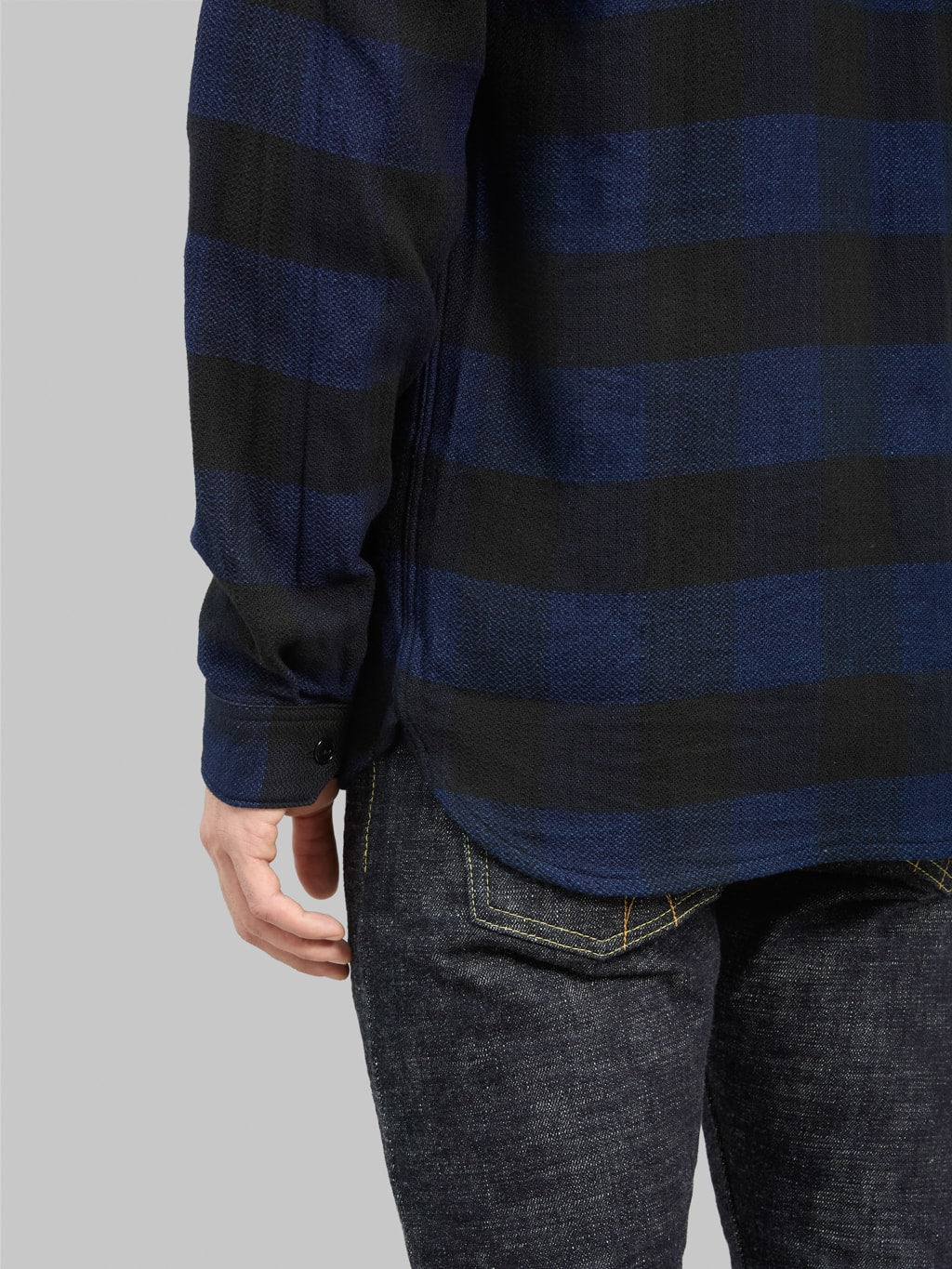 The Flat Head Indigo Block Check Flannel Shirt