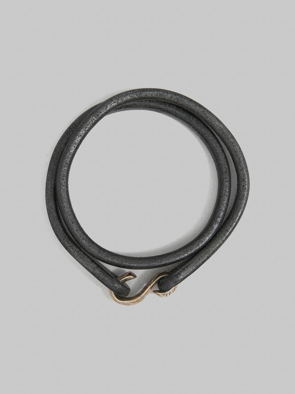 The Flat Head Leather & Silver Double Bracelet Black