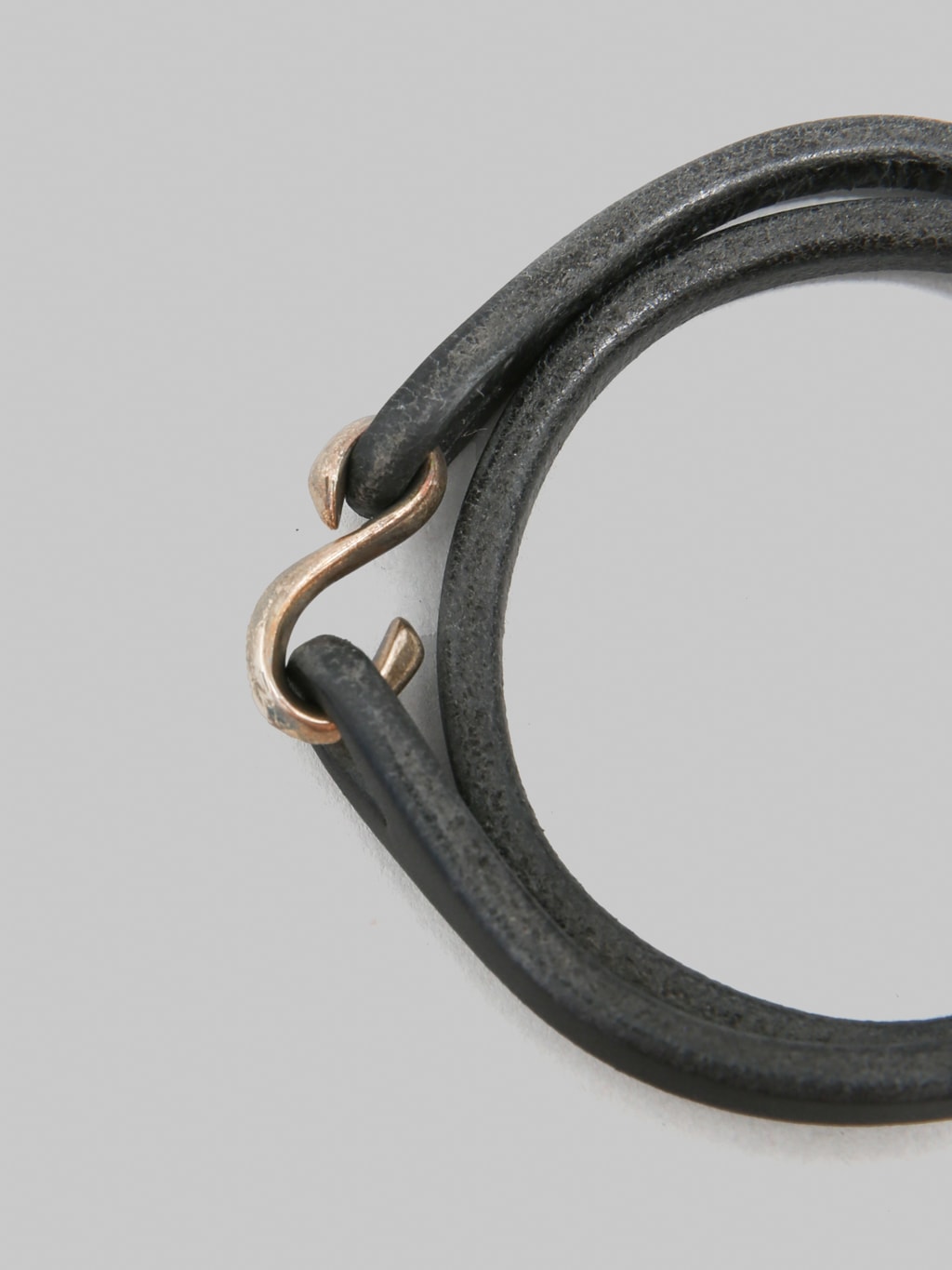 The Flat Head Leather & Silver Double Bracelet Black