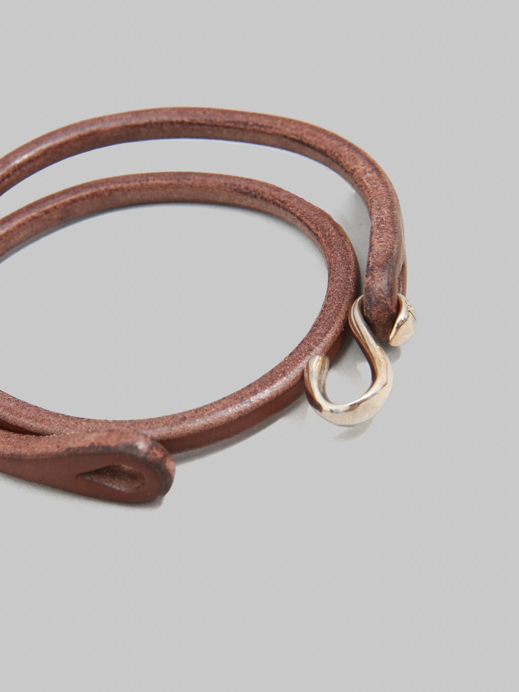 The Flat Head Leather & Silver Double Bracelet Brown
