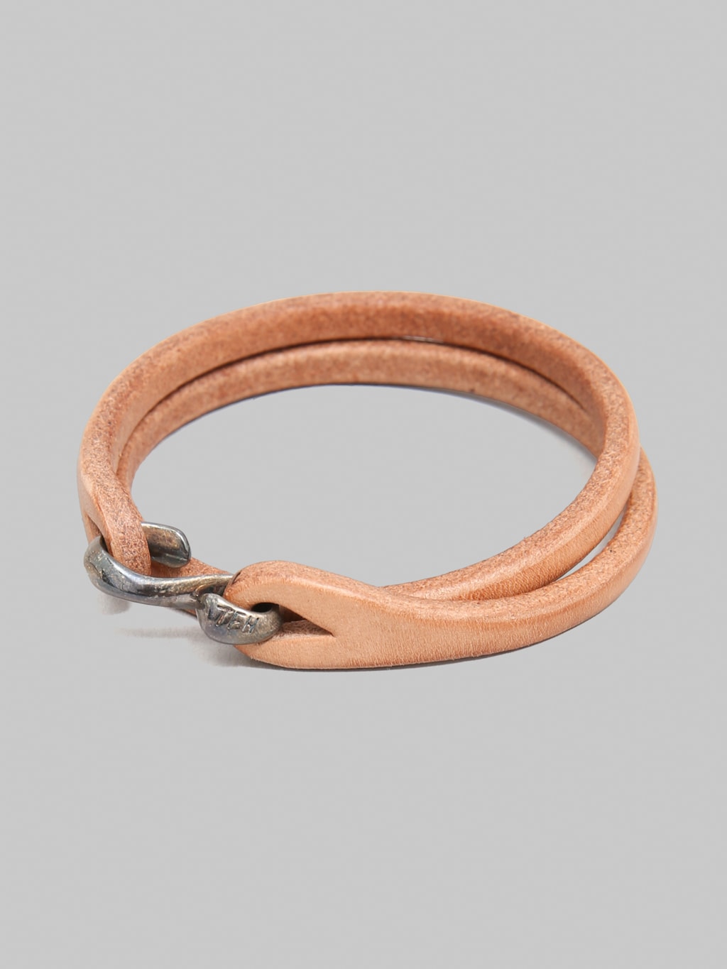 The Flat Head Leather & Silver Double Bracelet Tan