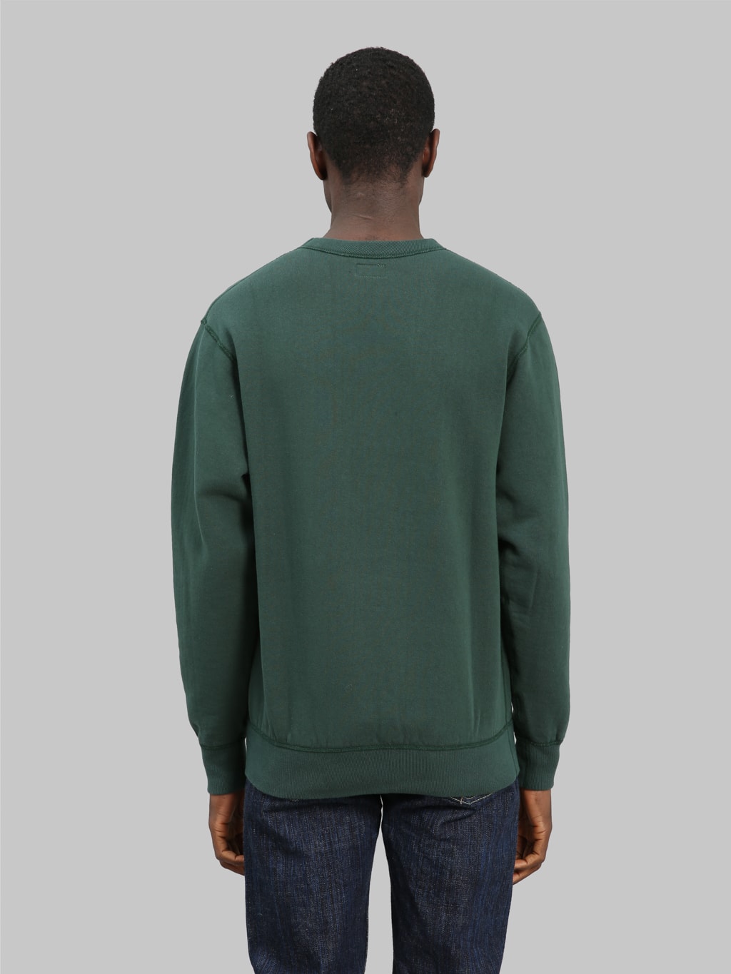 the flat head loopwheel crewneck sweatshirt engine green back