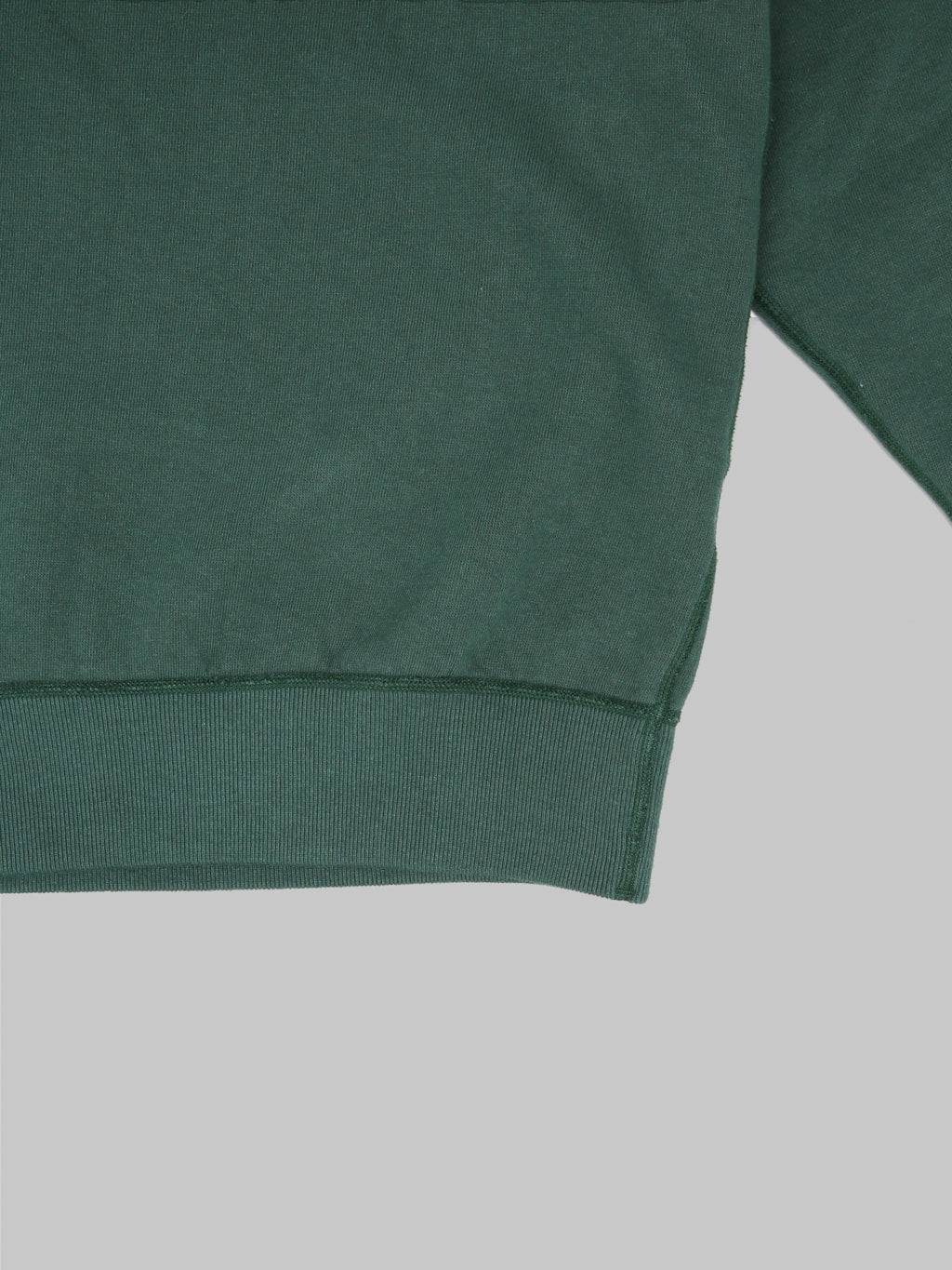 the flat head loopwheel crewneck sweatshirt engine green hem