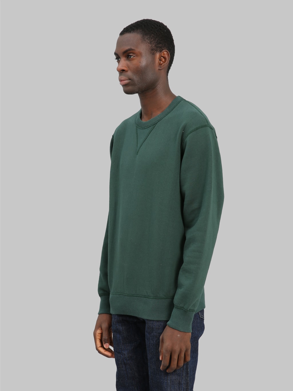 the flat head loopwheel crewneck sweatshirt engine green side fit