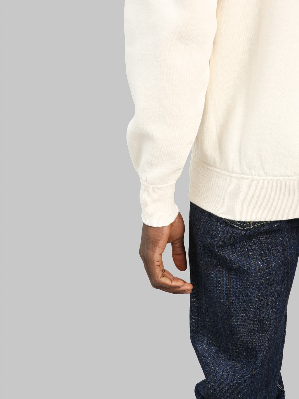 the flat head loopwheel crewneck sweatshirt ivory cuff