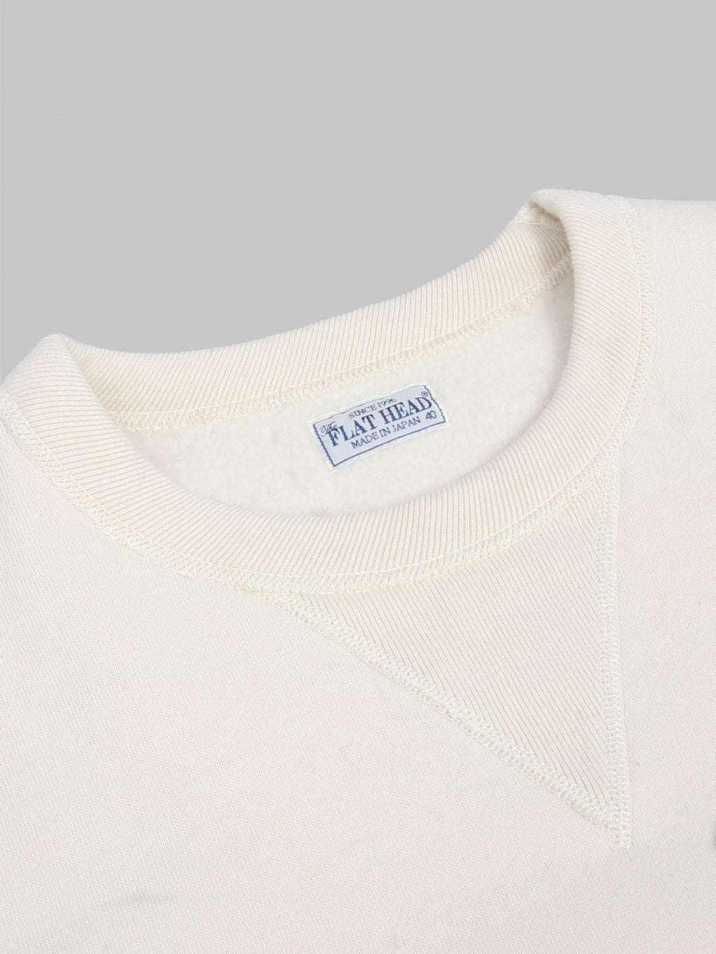 the flat head loopwheel crewneck sweatshirt ivory interior tag