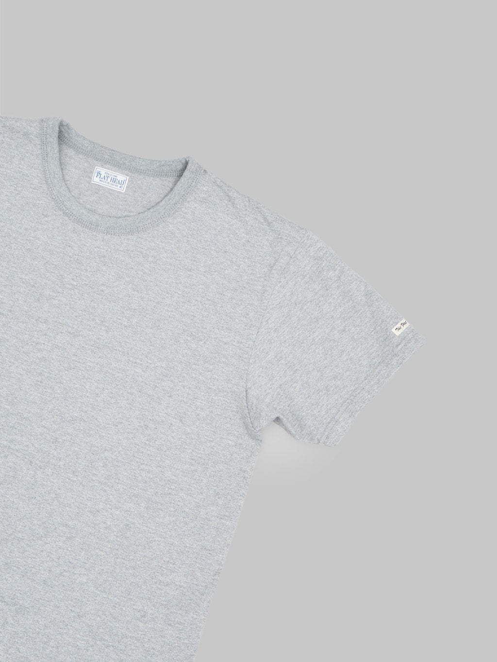 the flat head loopwheeled heavyweight plain tshirt grey sleeve