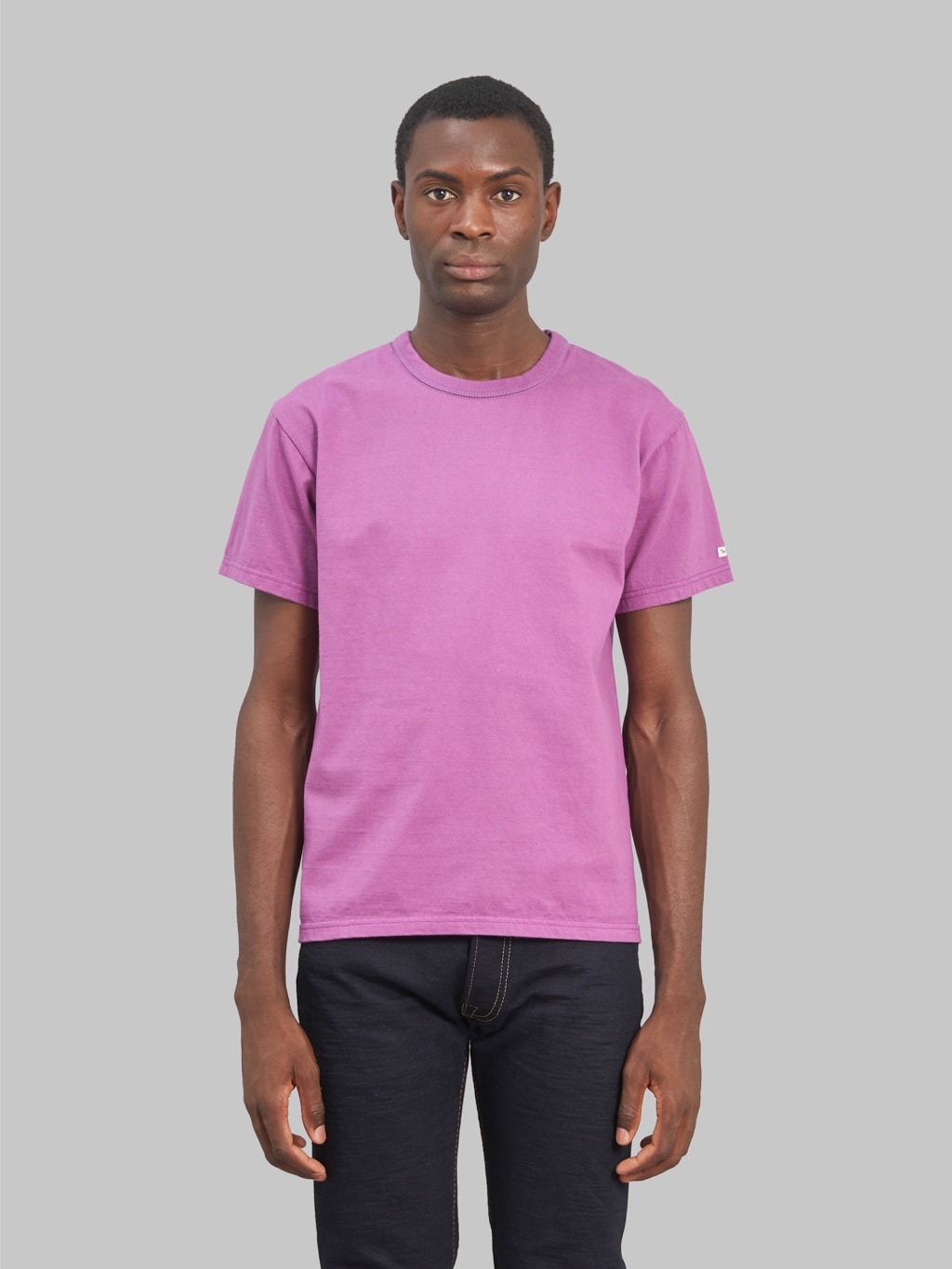 the flat head loopwheeled heavyweight plain tshirt purple front look