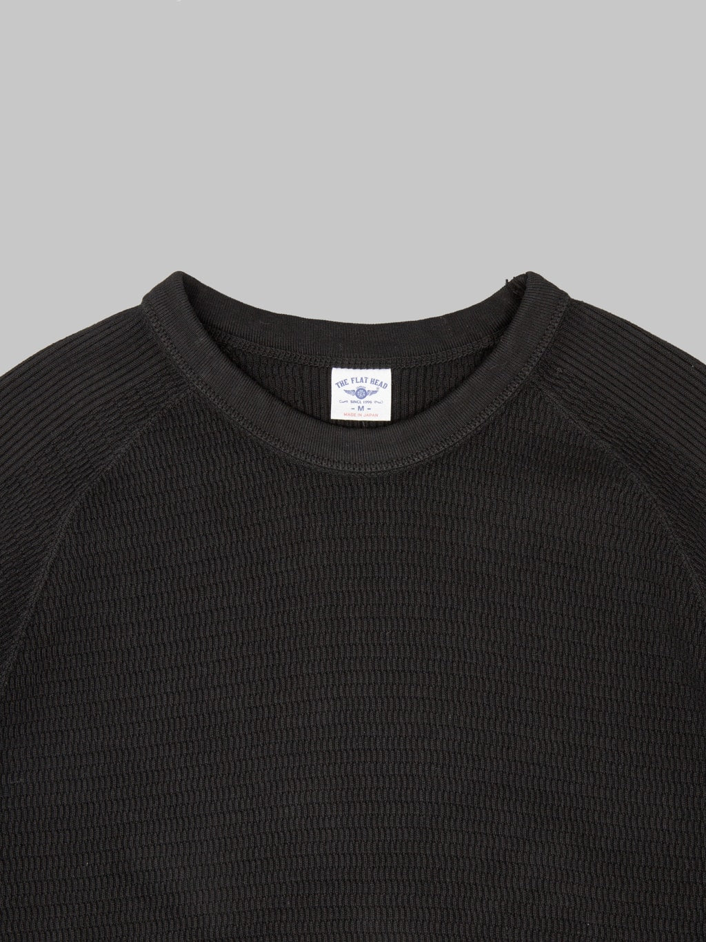 The Flat Head FN-THW-002 Raglan Sleeve Thermal T-Shirt Black