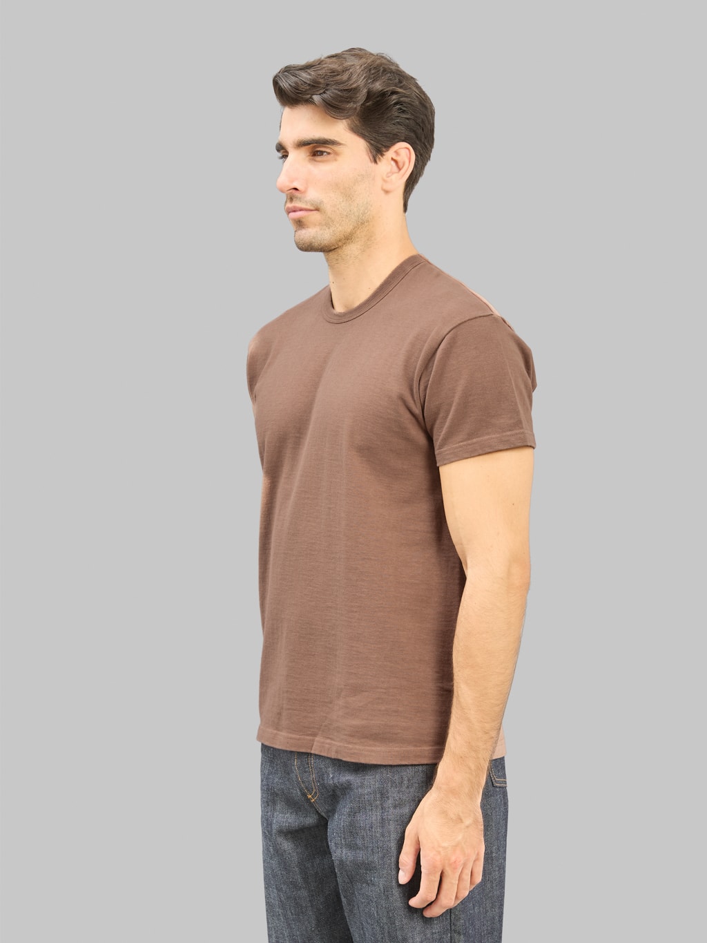 The Rite Stuff Heavyweight 9oz Loopwheel Tee Taupe side fit