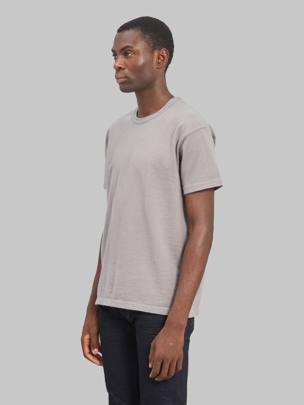 the rite stuff heavyweight 9oz loopwheel tshirt grey  side fit