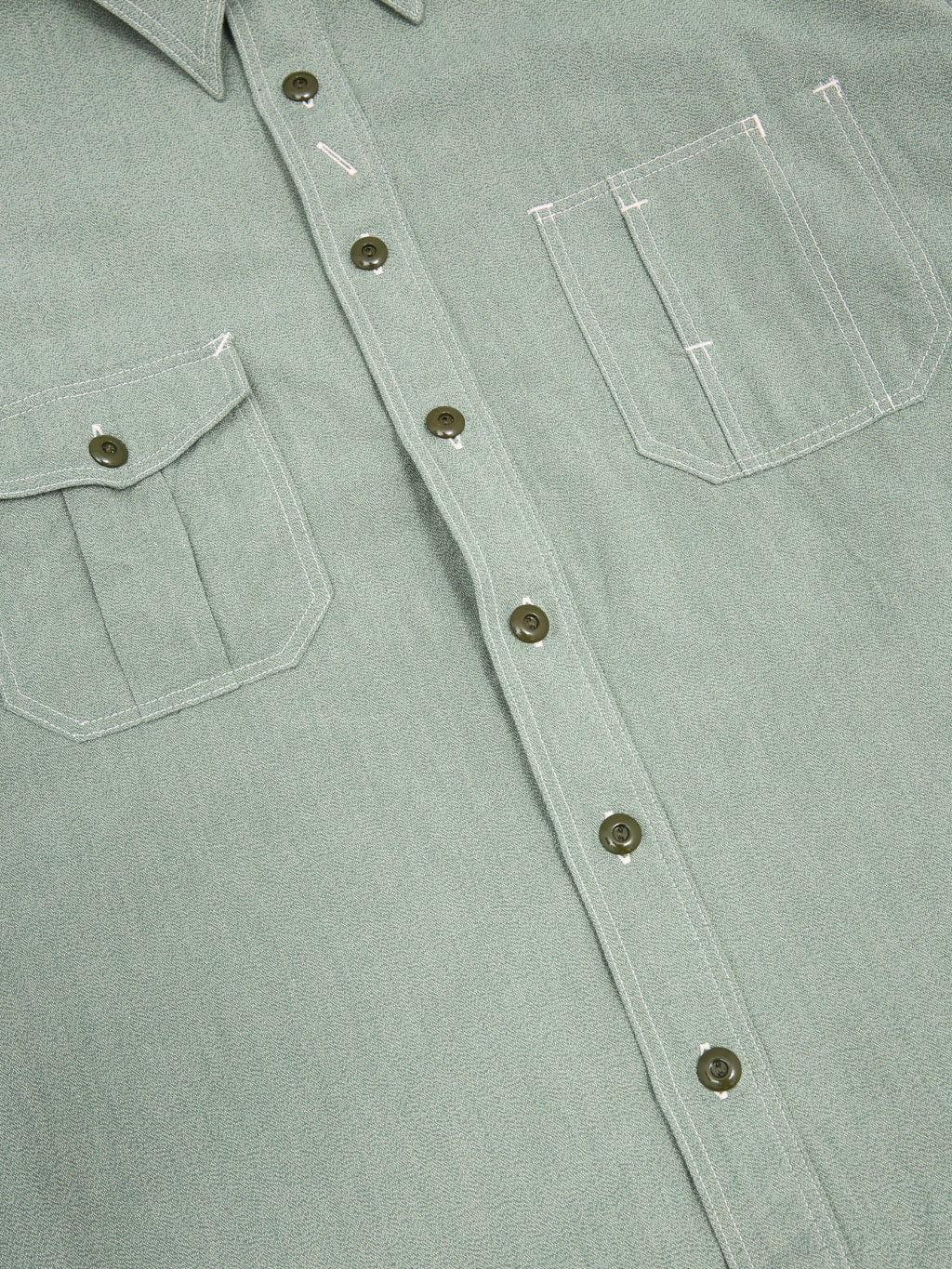 The Rite Stuff Railhead Engineer Selvedge Salt & Pepper Work Shirt Sage Green