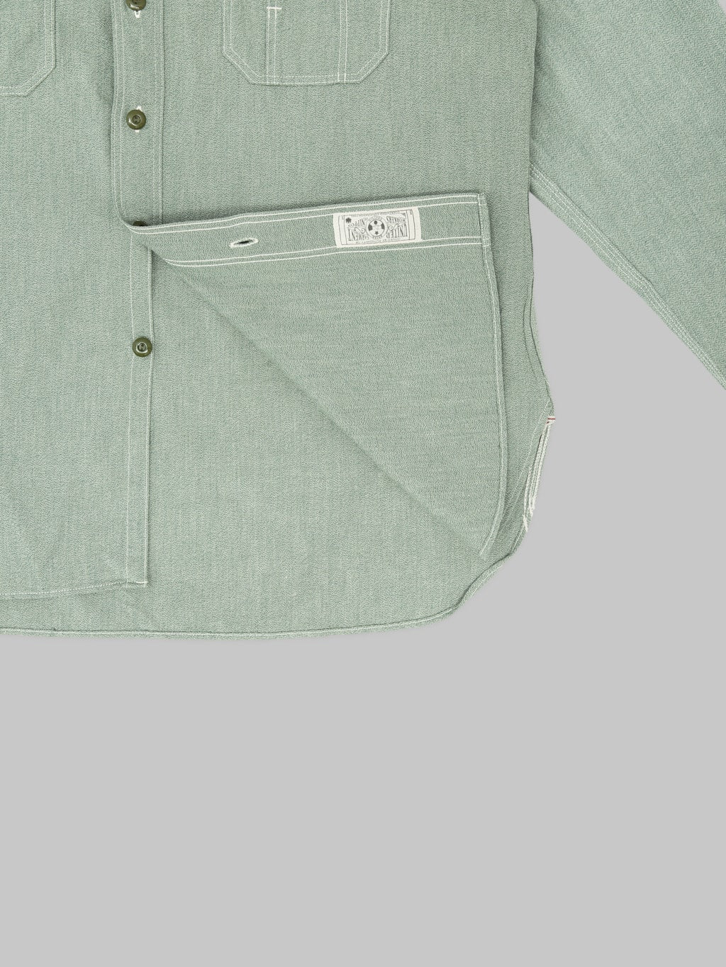 The Rite Stuff Railhead Engineer Selvedge Salt & Pepper Work Shirt Sage Green