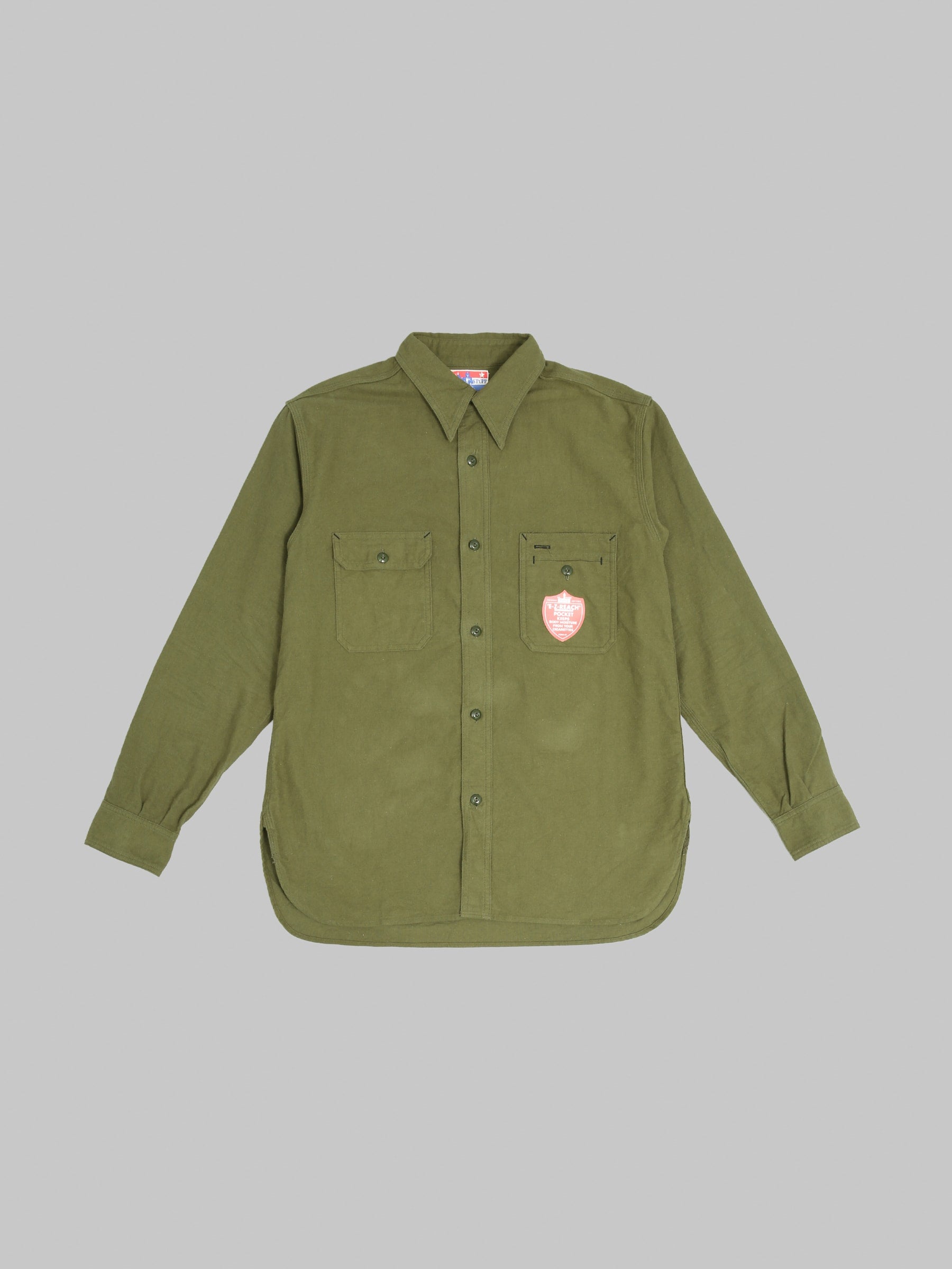The Rite Stuff Uncle Sam Brushed Chamois Flannel Cigarette Pocket Work Shirt Olive Drab