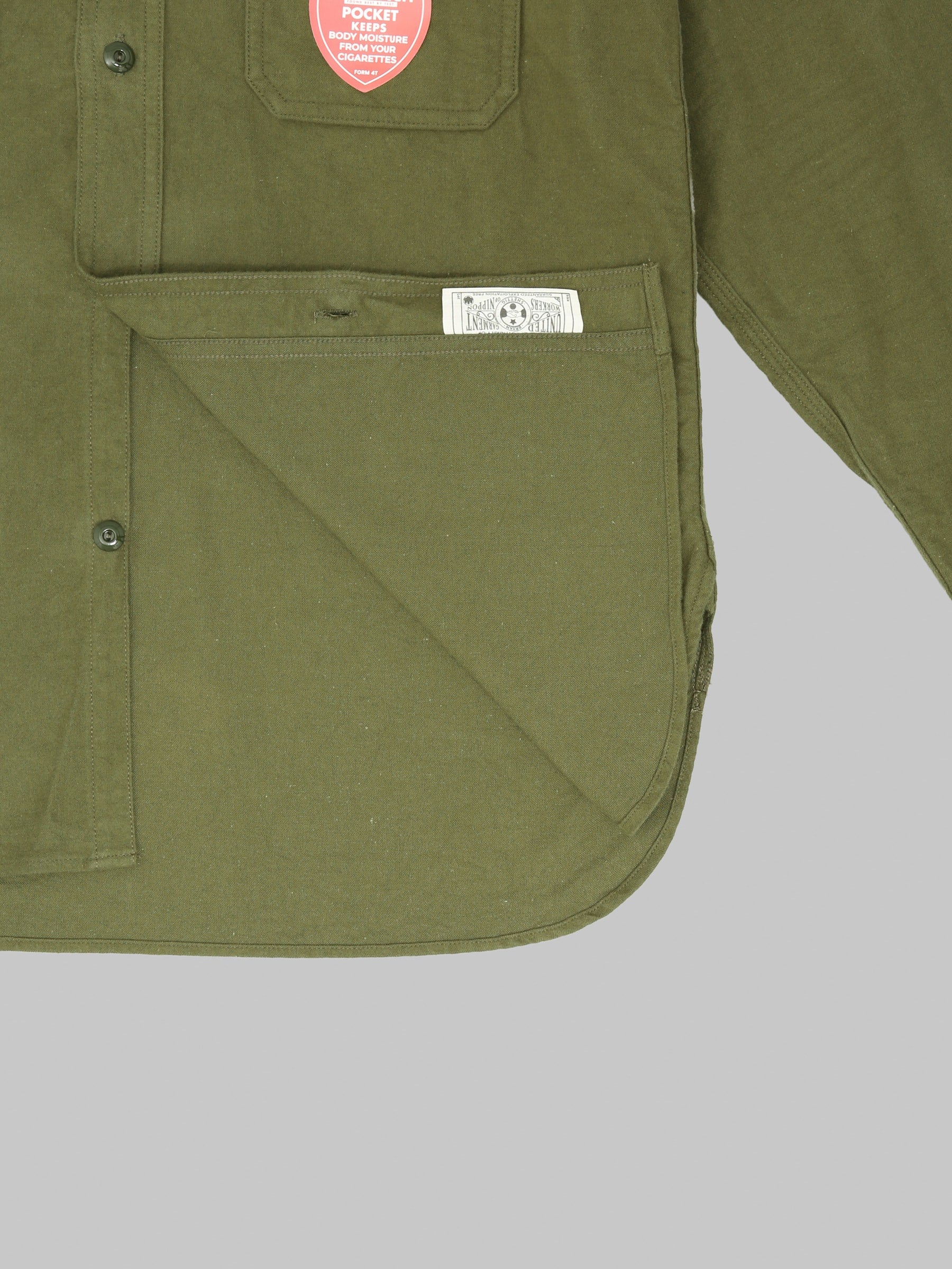 The Rite Stuff Uncle Sam Brushed Chamois Flannel Cigarette Pocket Work Shirt Olive Drab