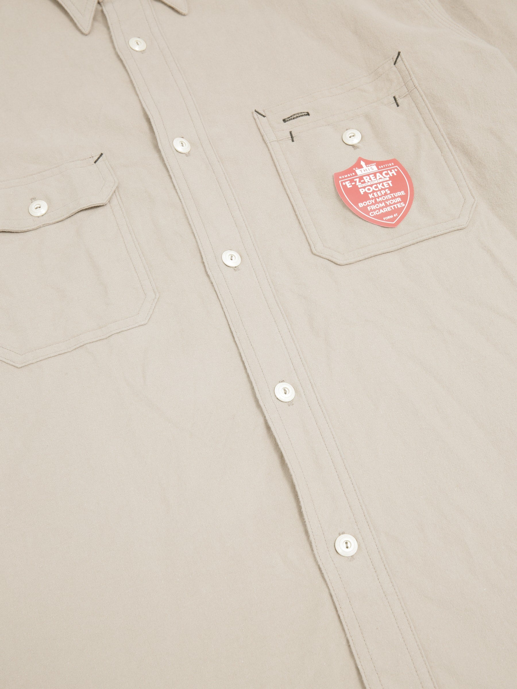 The Rite Stuff Uncle Sam Brushed Chamois Flannel Cigarette Pocket Work Shirt Sand Grey