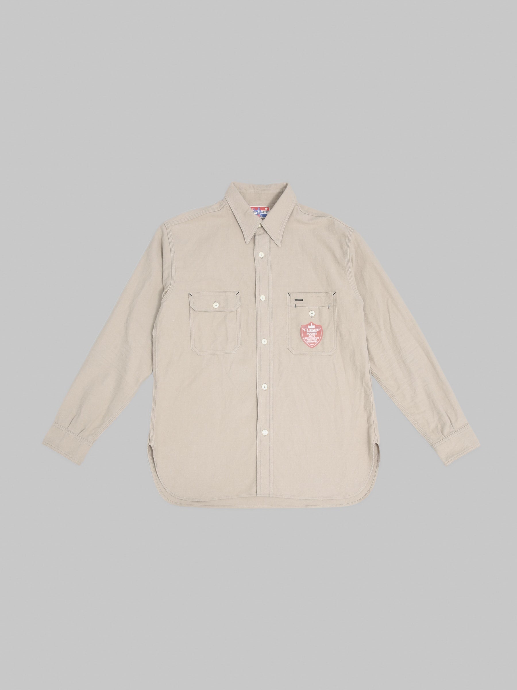 The Rite Stuff Uncle Sam Brushed Chamois Flannel Cigarette Pocket Work Shirt Sand Grey