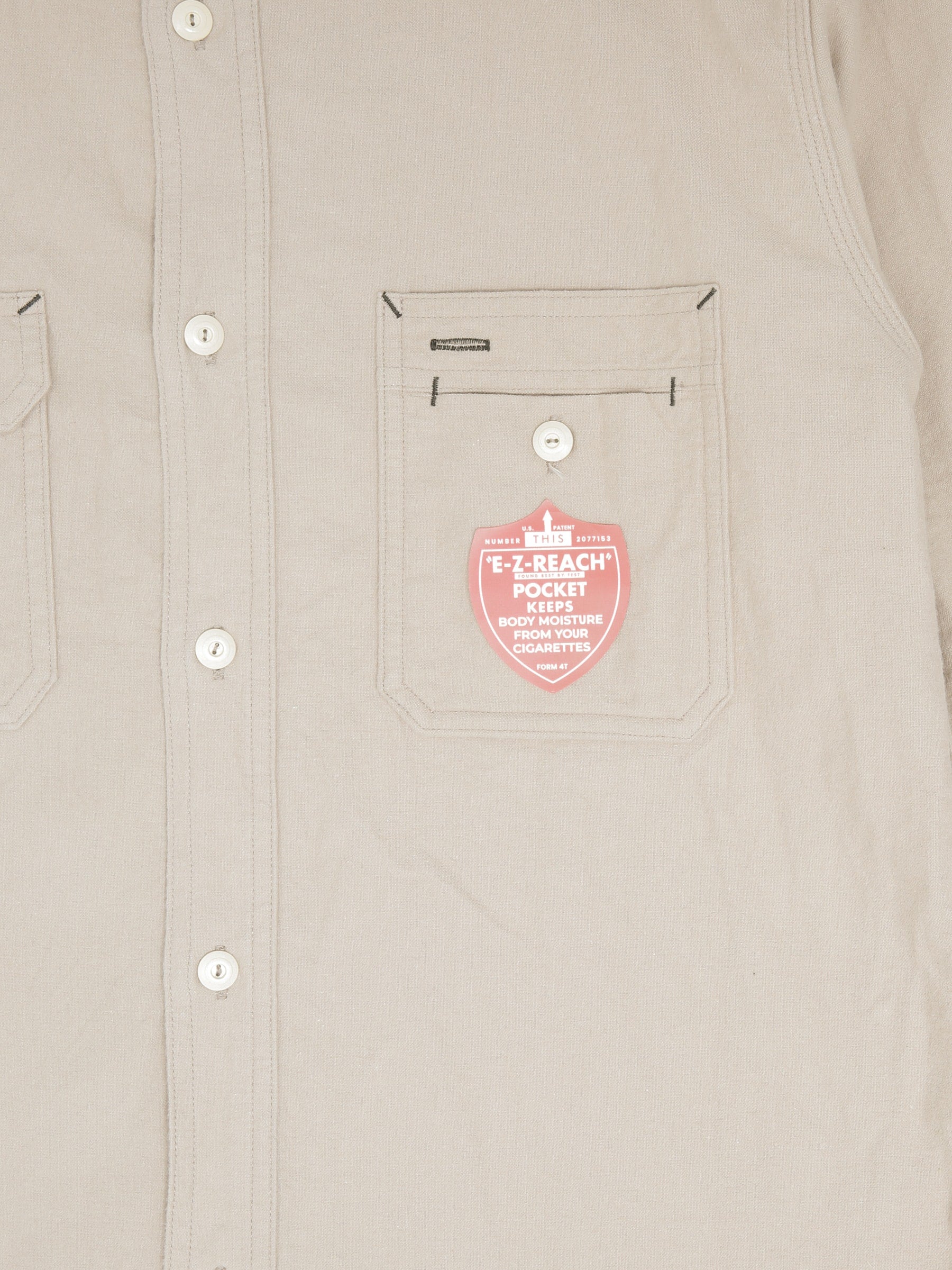 The Rite Stuff Uncle Sam Brushed Chamois Flannel Cigarette Pocket Work Shirt Sand Grey