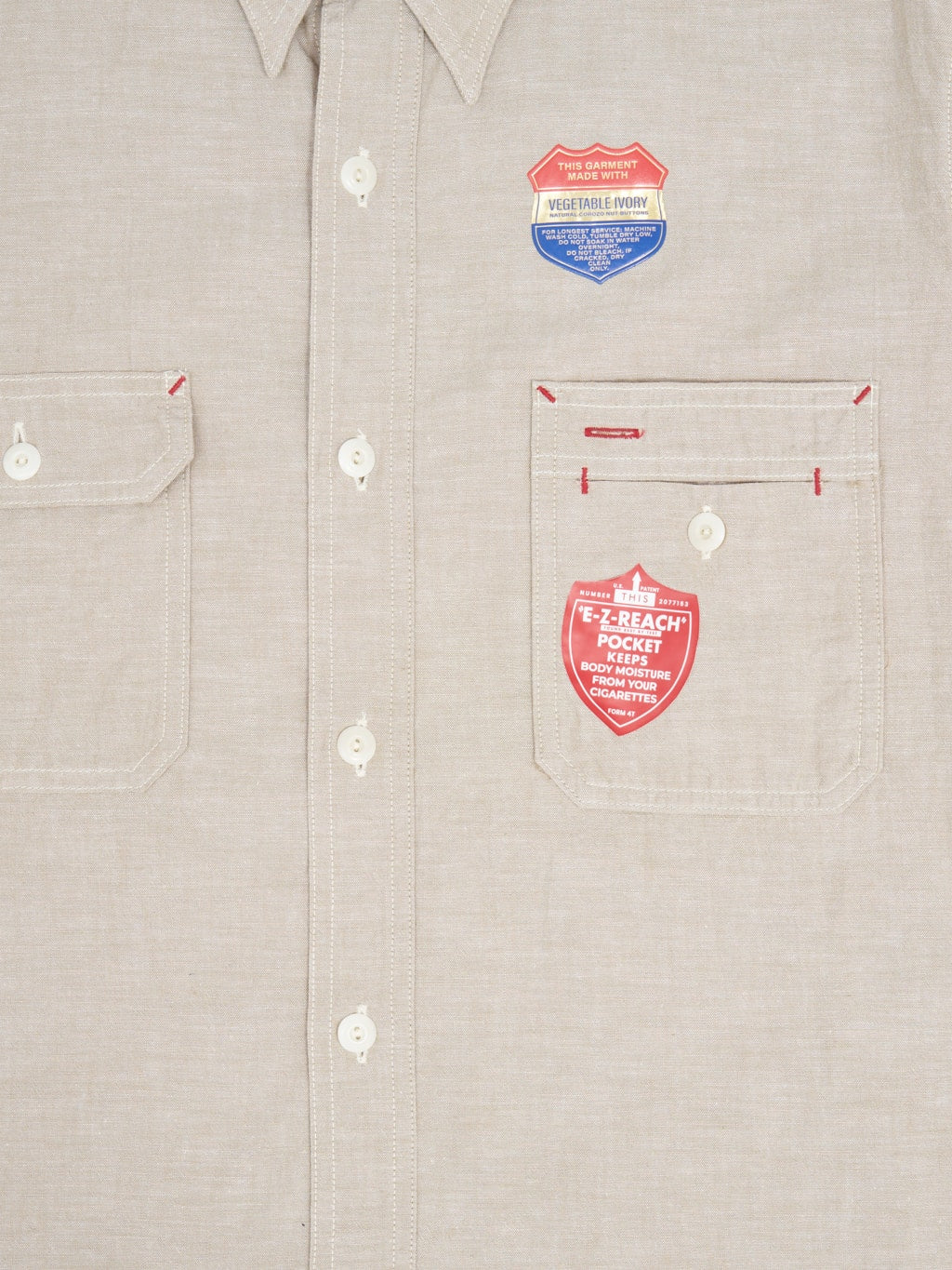 the rite stuff uncle sam selvedge chambray work shirt tan buttons