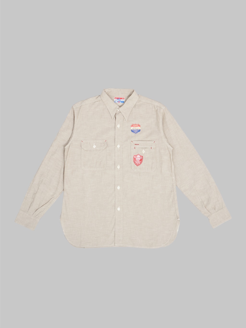 the rite stuff uncle sam selvedge chambray work shirt tan front