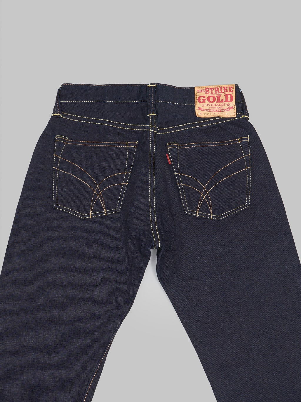 The Strike Gold 5004ID double indigo selvedge jeans back pockets