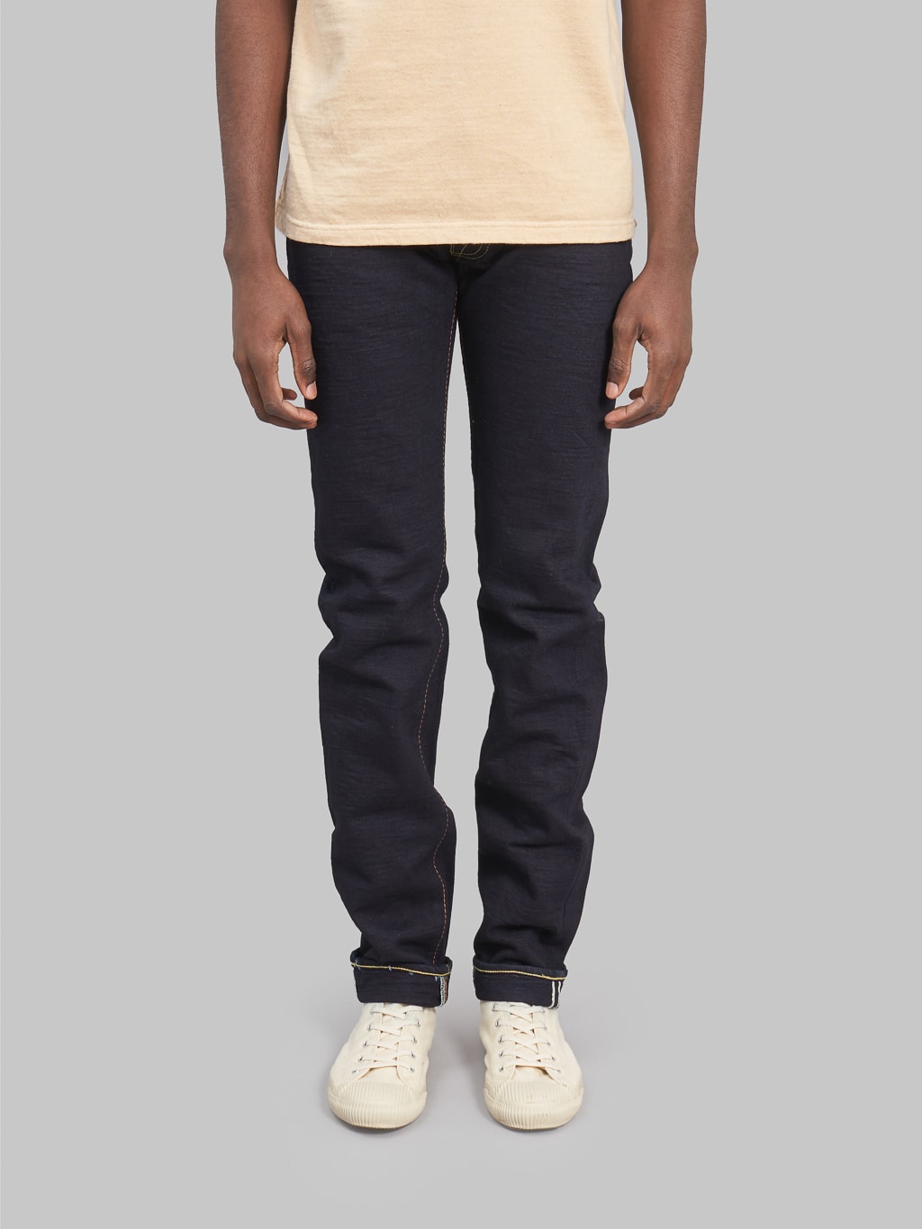 The Strike Gold 5004ID double indigo straight tapered selvedge jeans front