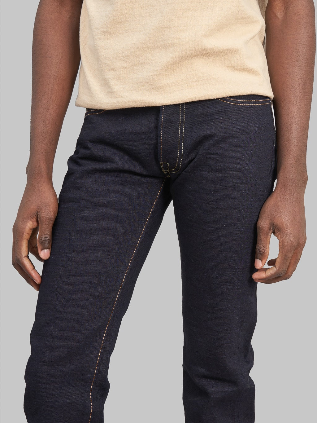 The Strike Gold 5004ID double indigo straight tapered selvedge jeans inseam