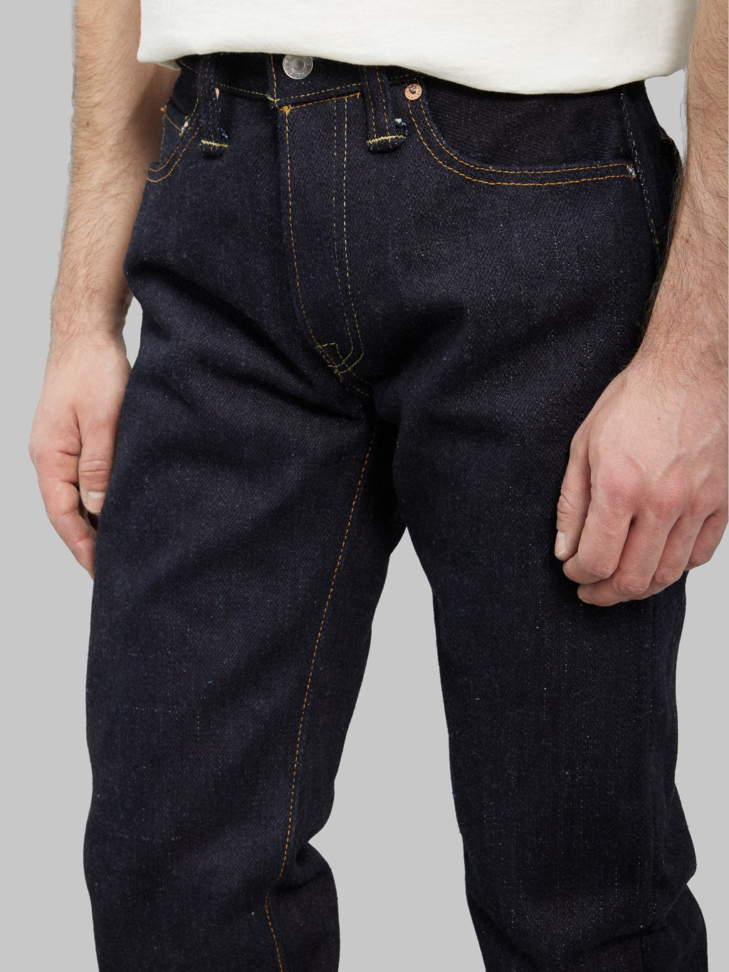The Strike Gold Extra Heavyweight straight tapered jeans front rise