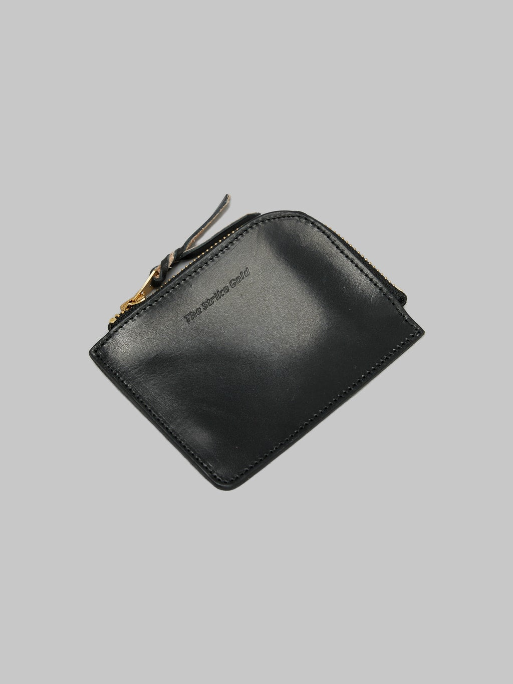 The Strike Gold Leather Zip Wallet Black front view