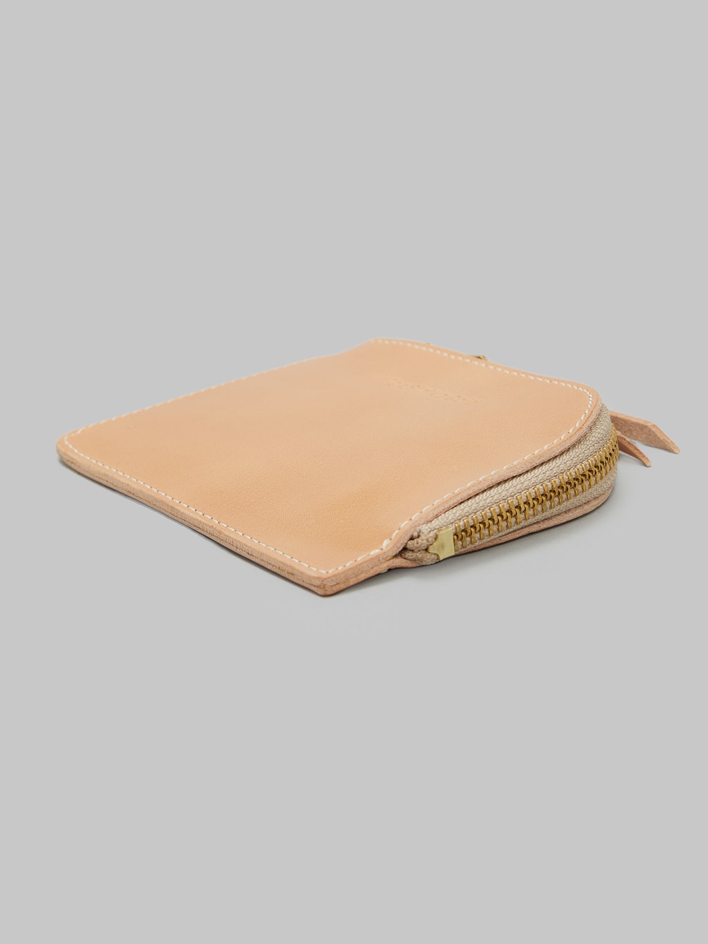 The Strike Gold Leather Zip Wallet Natural side detail