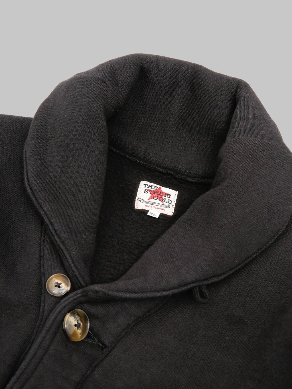 The Strike Gold Loopwheeled Shawl Collar Cardigan Black