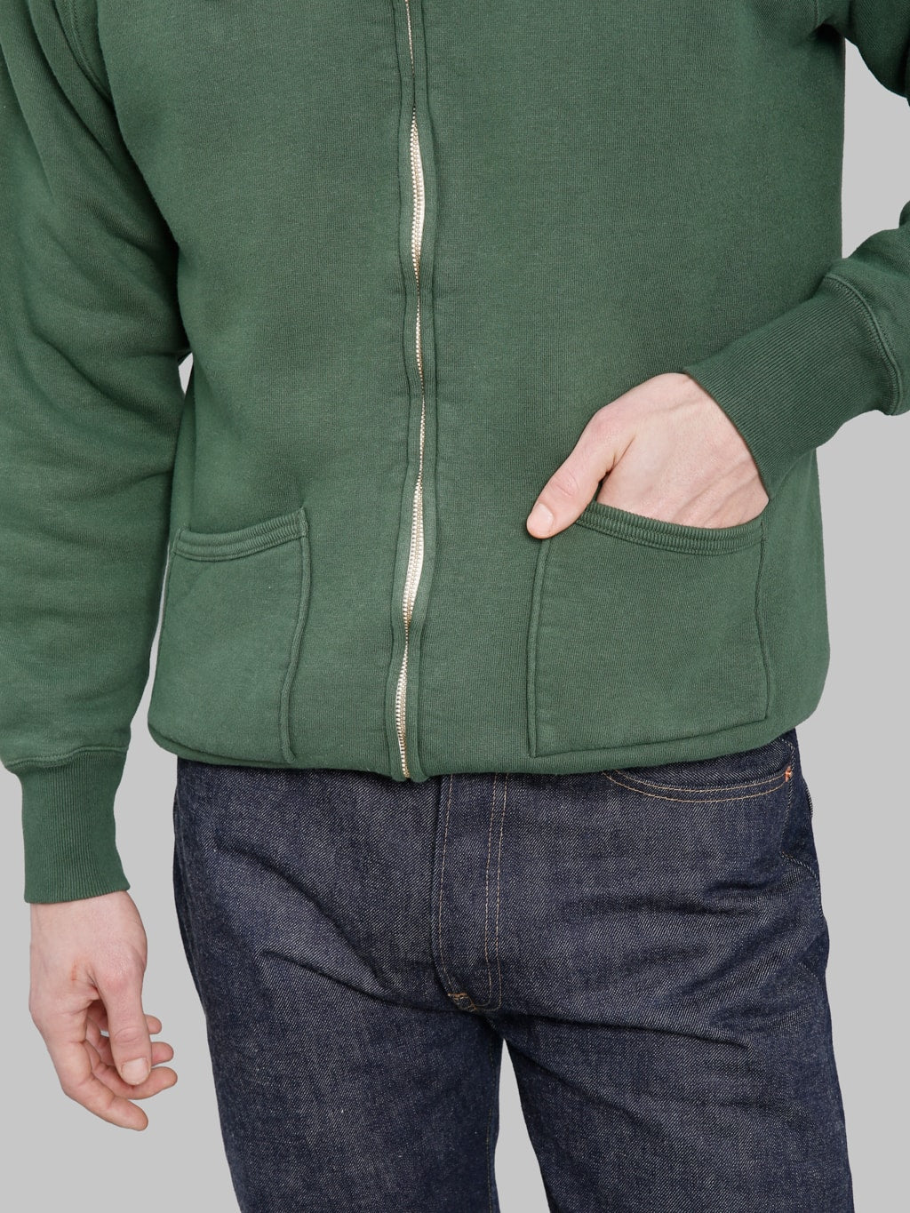 The Strike Gold  Loopwheeled Zip Hoodie Green