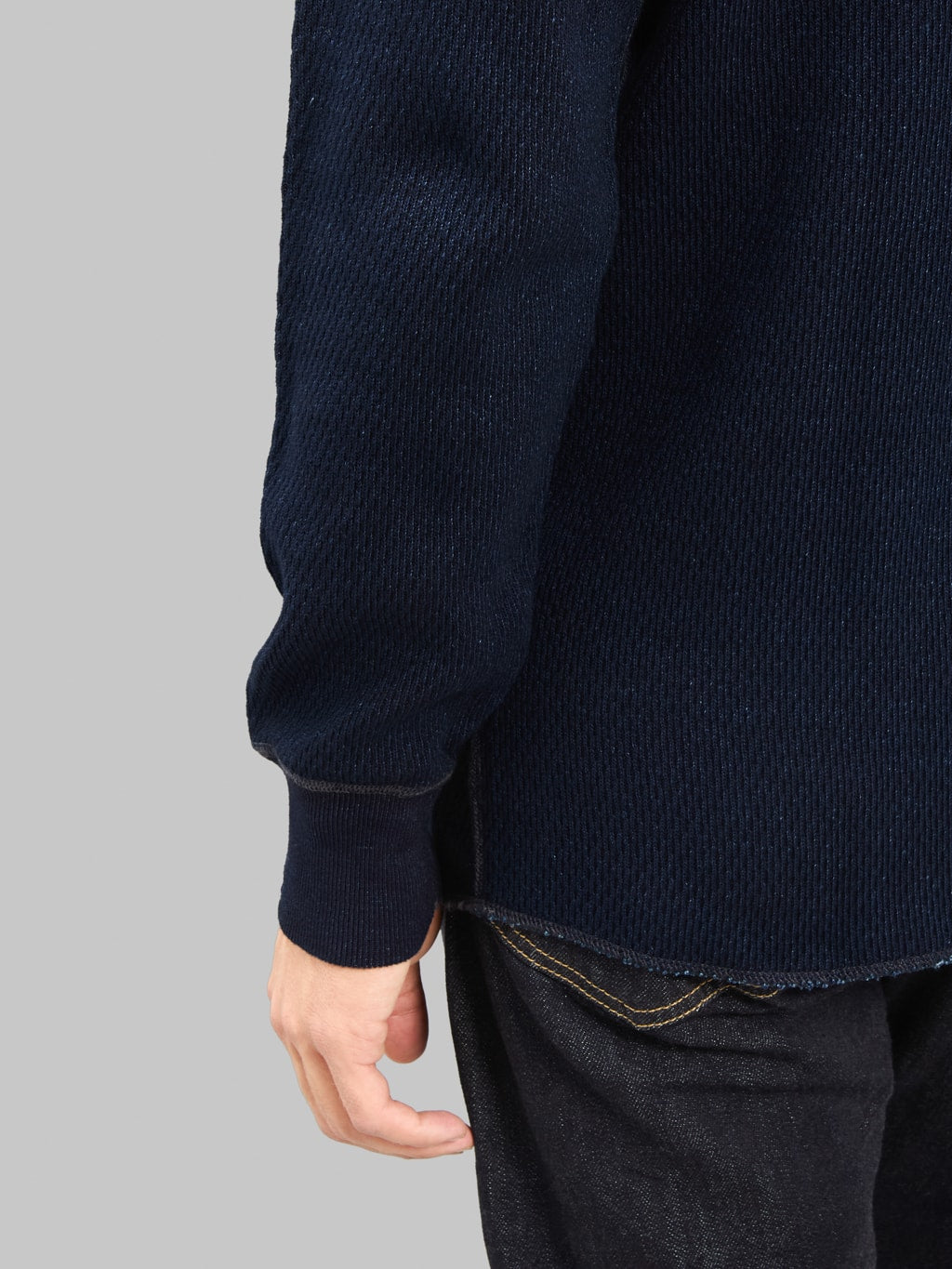 UES Double Honeycomb Thermal TShirt Indigo cuff detail