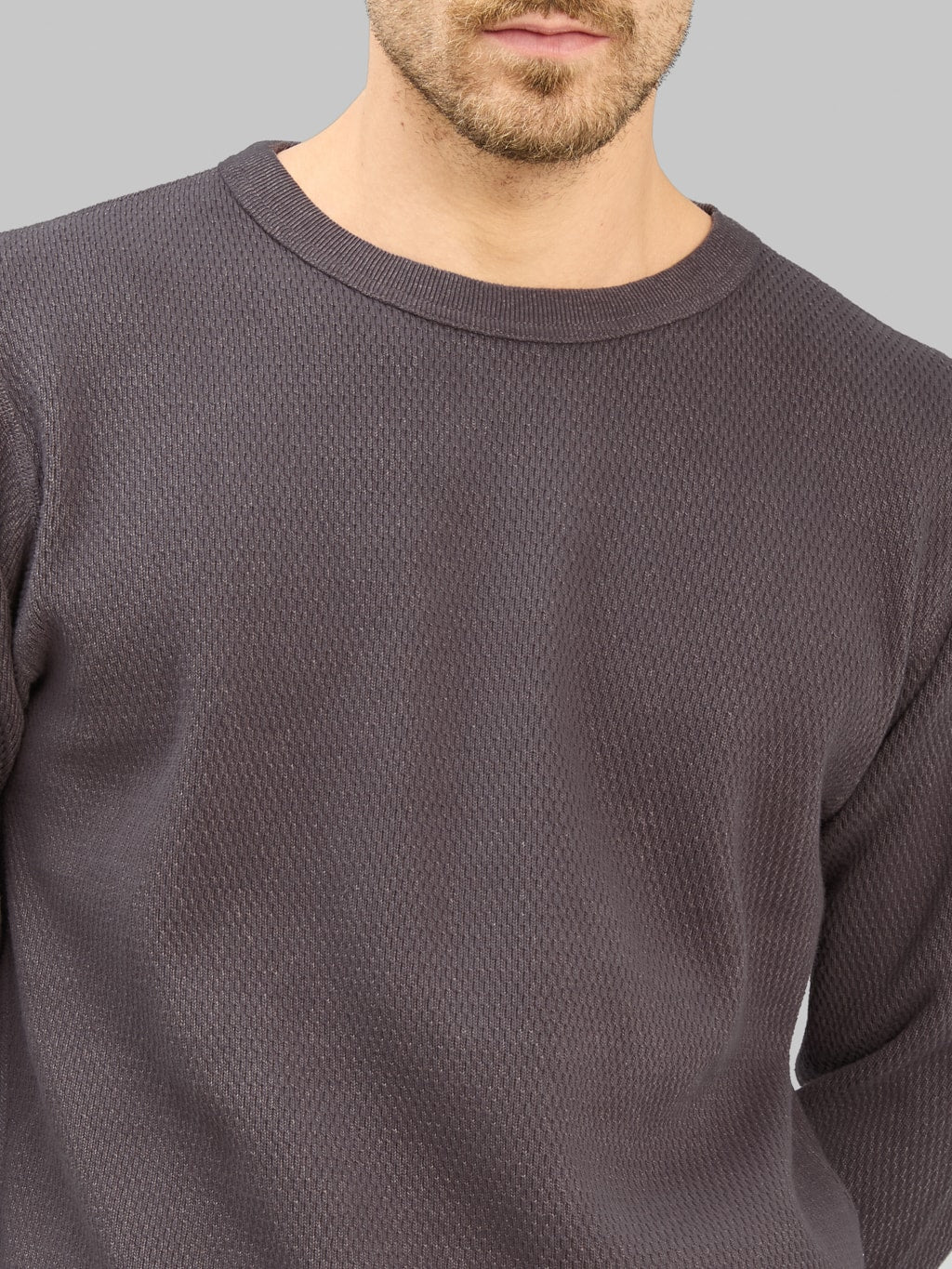 UES Double Honeycomb Thermal TShirt Purple Navy chest