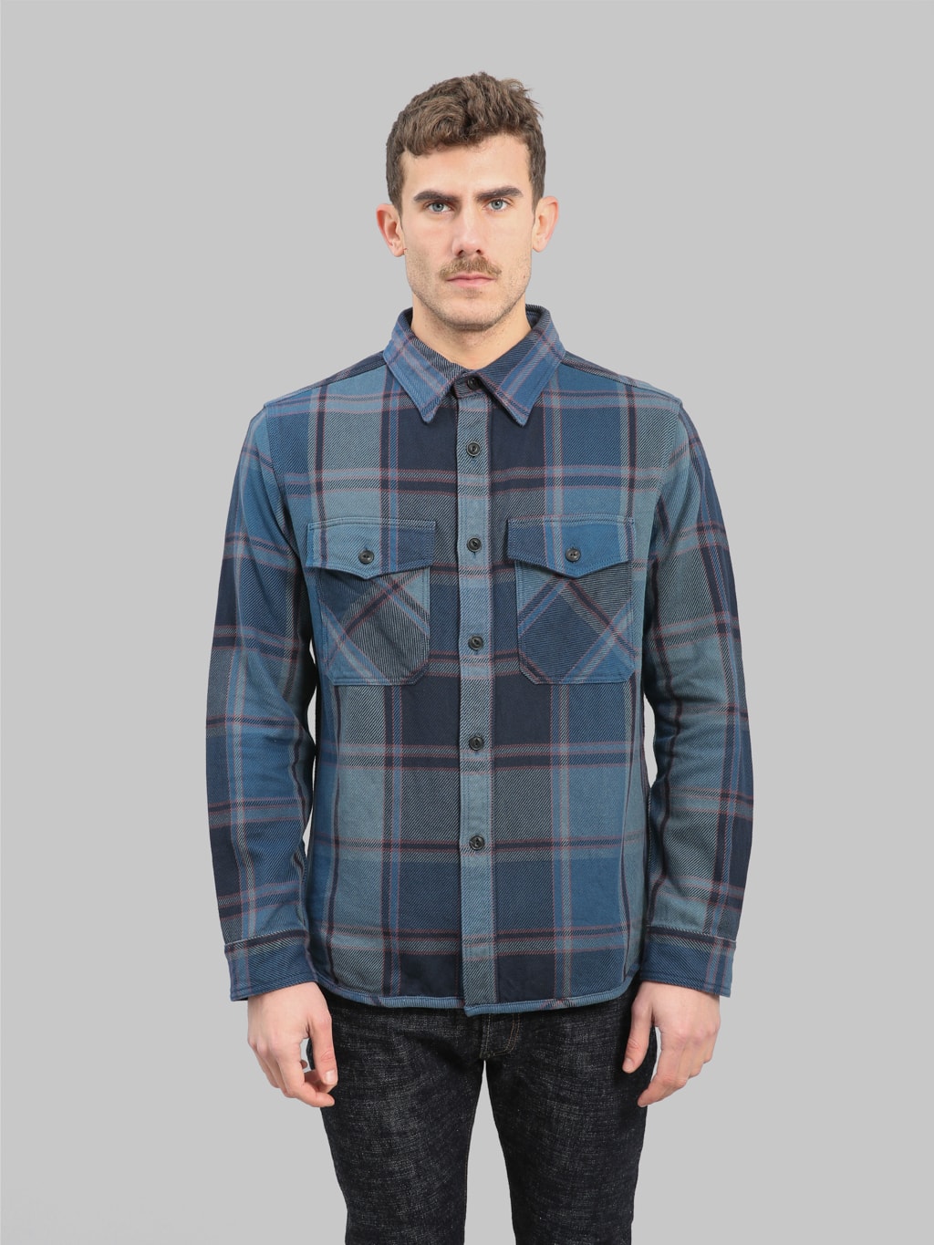 UES Extra Heavy Flannel Shirt Blue