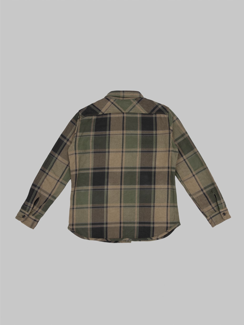 ues extra heavy flannel shirt olive  back