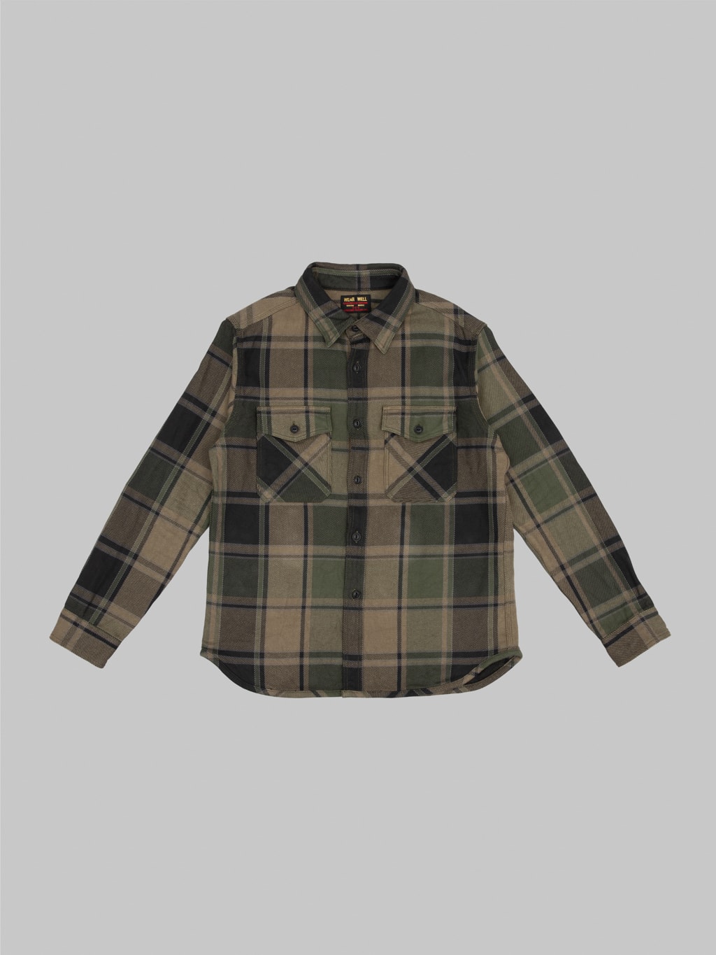 ues extra heavy flannel shirt olive front