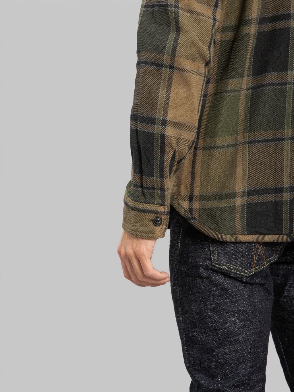 ues extra heavy flannel shirt olive  details