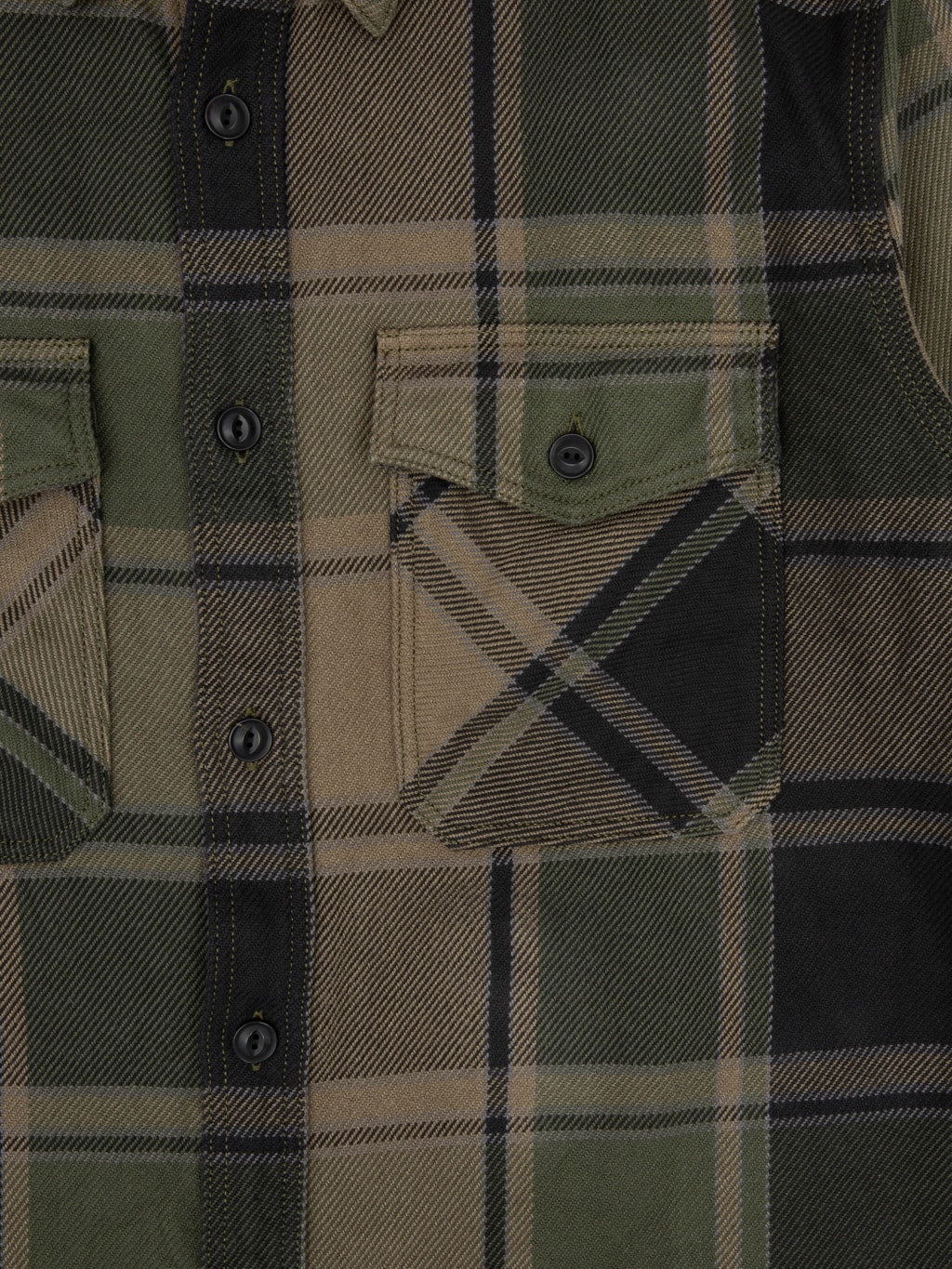 ues extra heavy flannel shirt olive  chest pocket