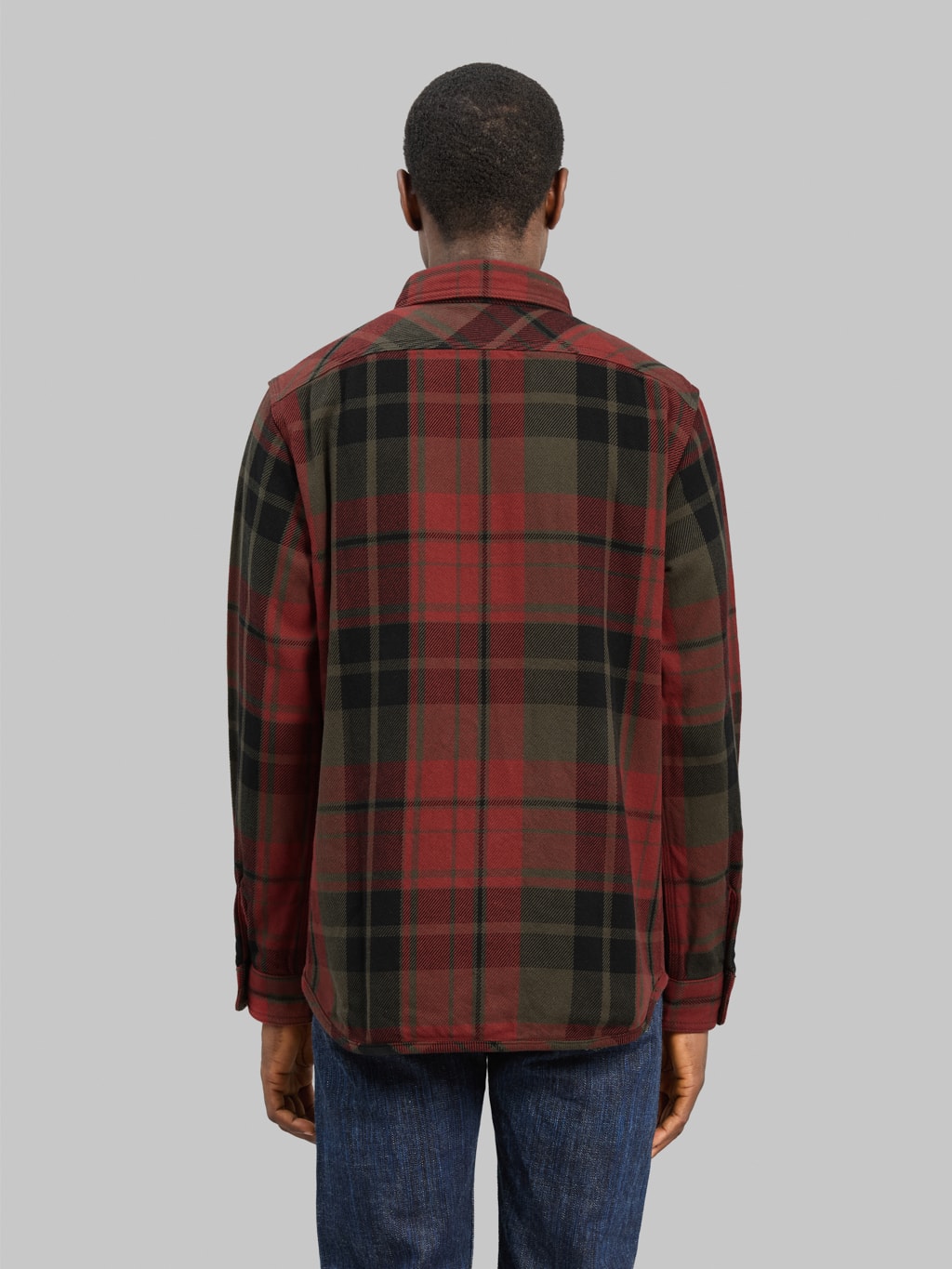 UES Extra Heavy Flannel Shirt Red back look