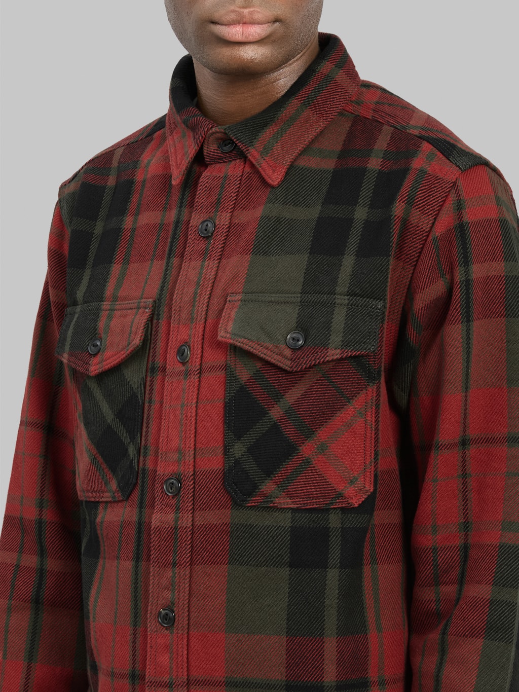UES Extra Heavy Flannel Shirt Red chest