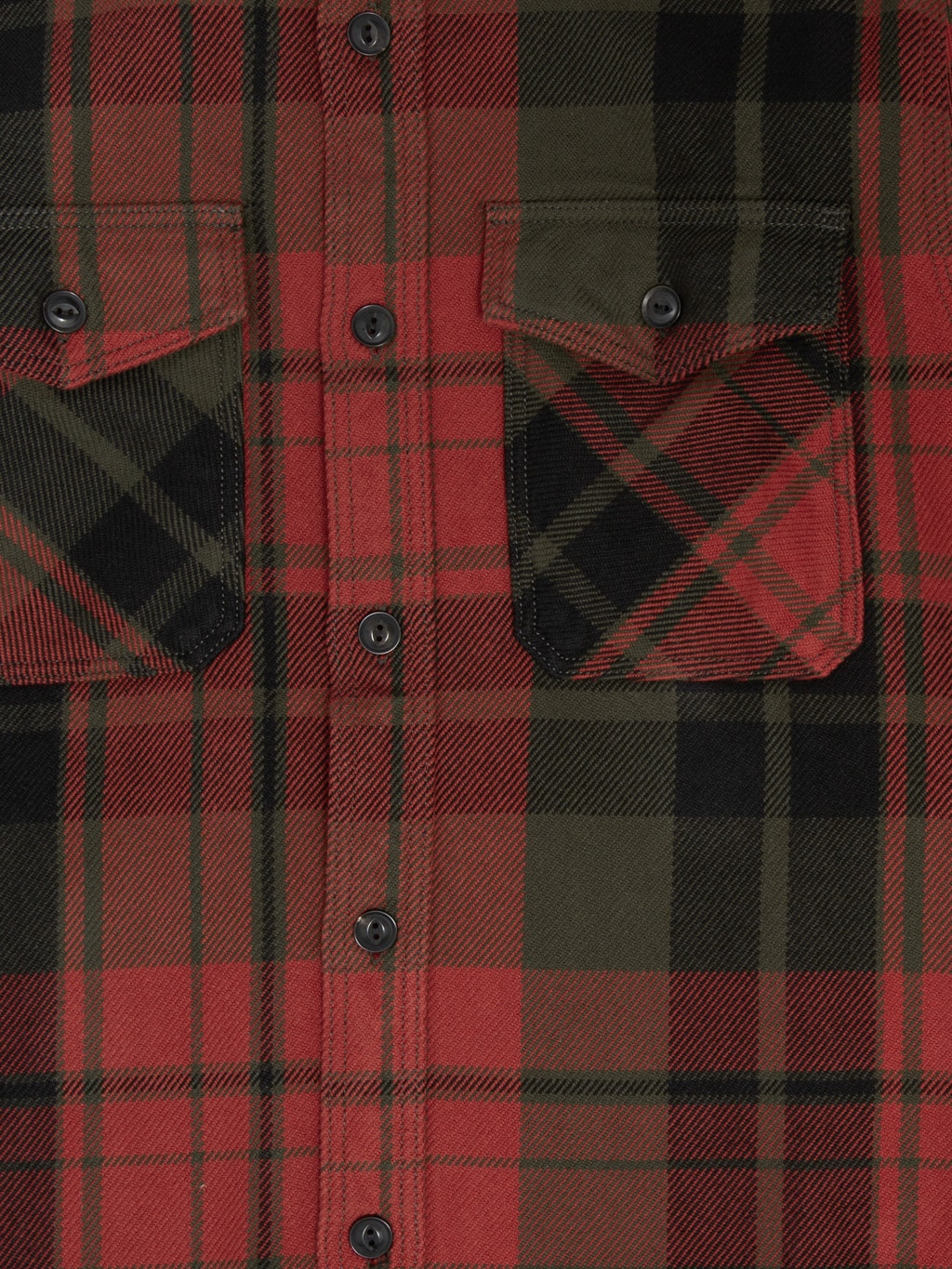 UES Extra Heavy Flannel Shirt Red closeup