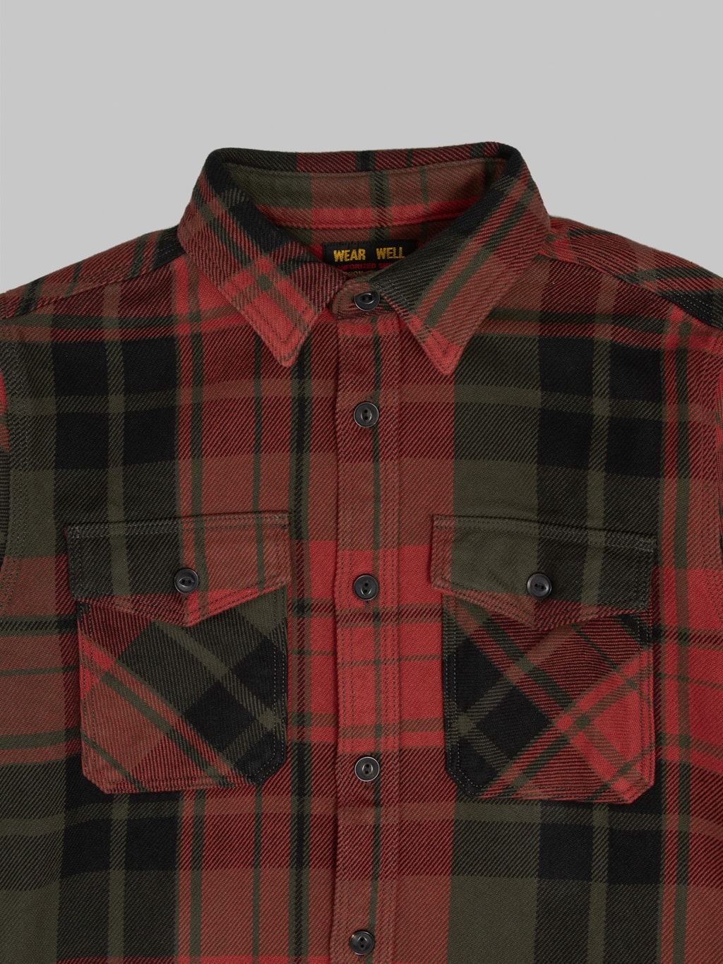 UES Extra Heavy Flannel Shirt Red front pockets