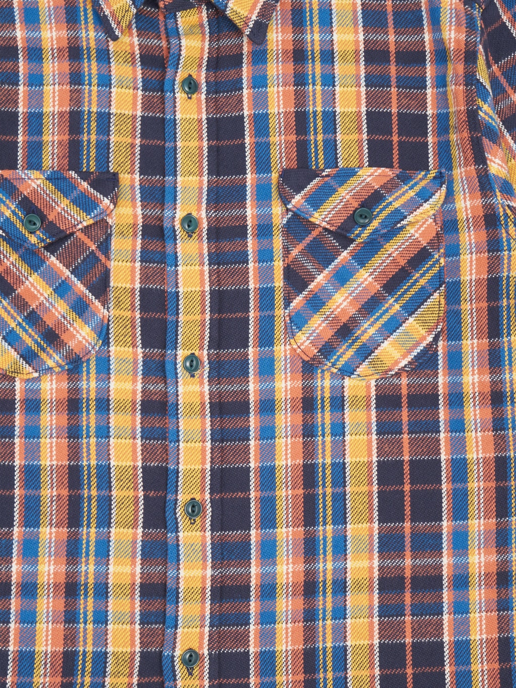 ues heavy flannel shirt blue yellow buttons