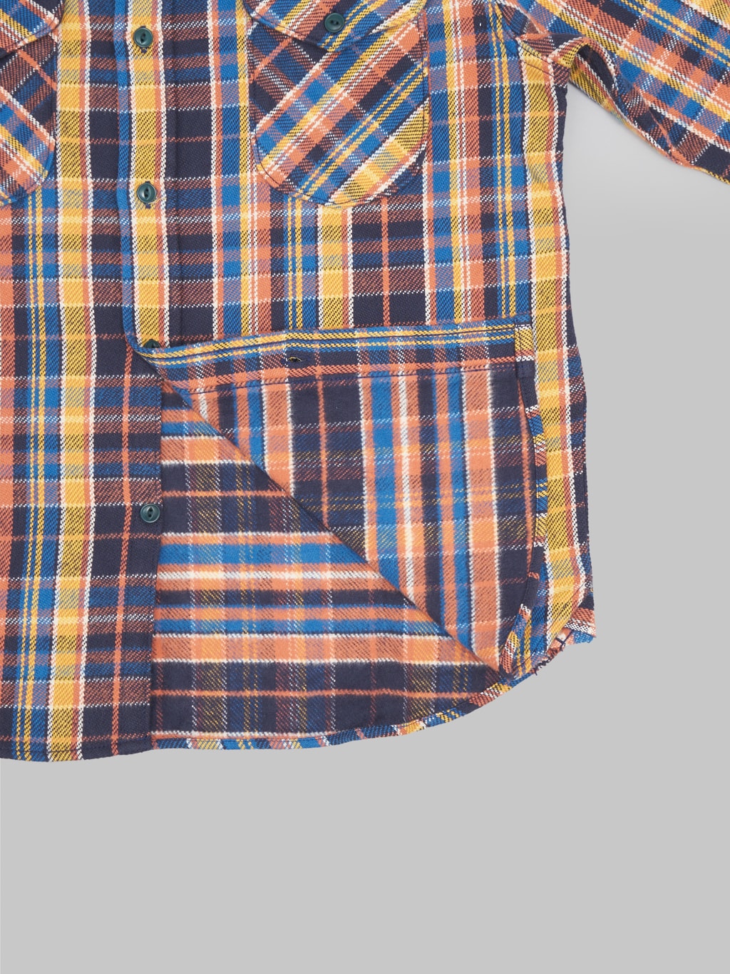 ues heavy flannel shirt blue yellow interior