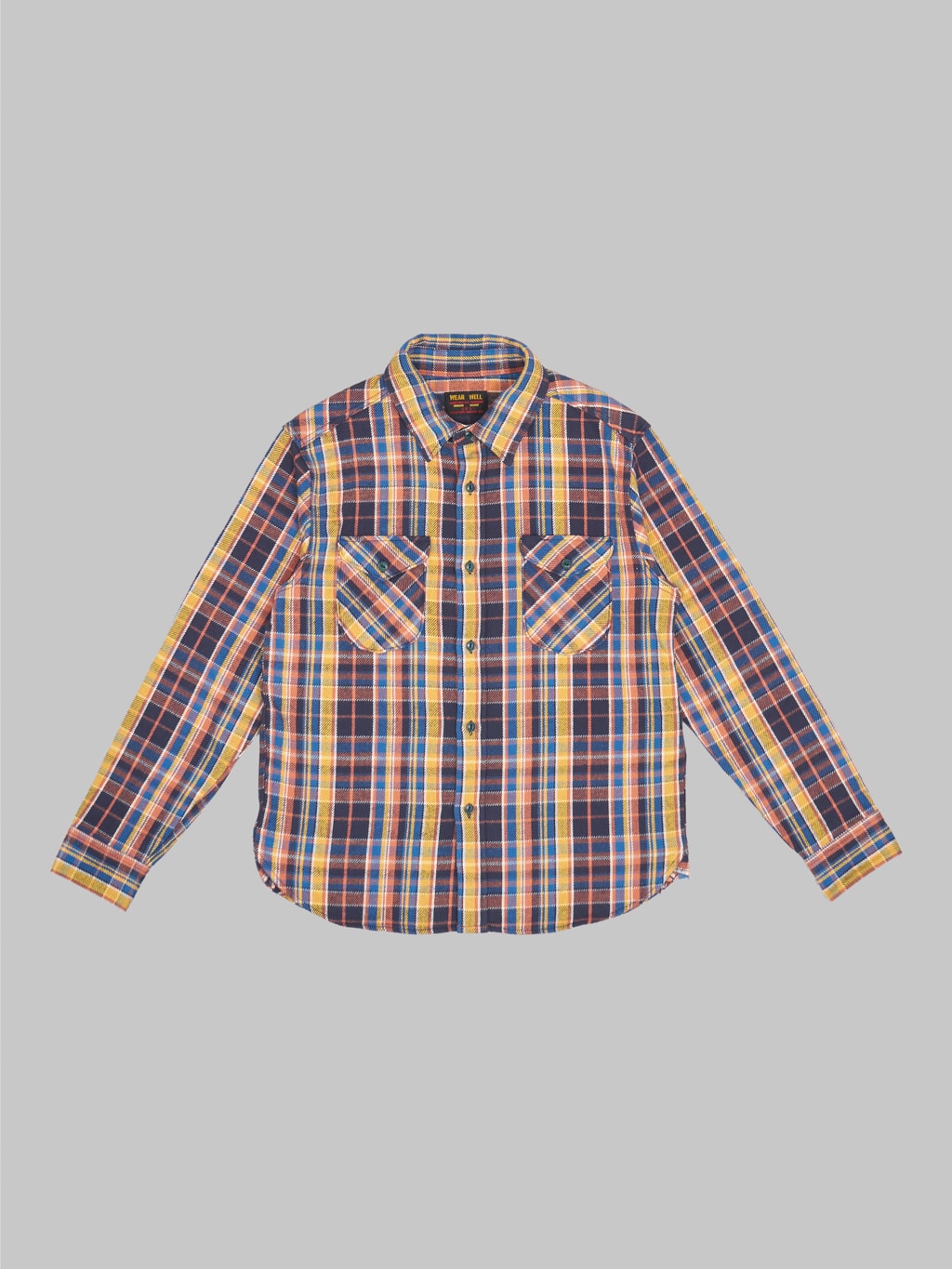 ues heavy flannel shirt blue yellow made in japan