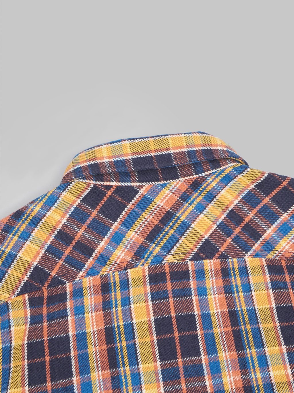 ues heavy flannel shirt blue yellow back details