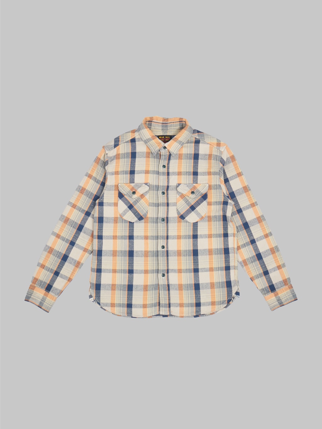 ues heavy flannel shirt navy orange 100 cotton