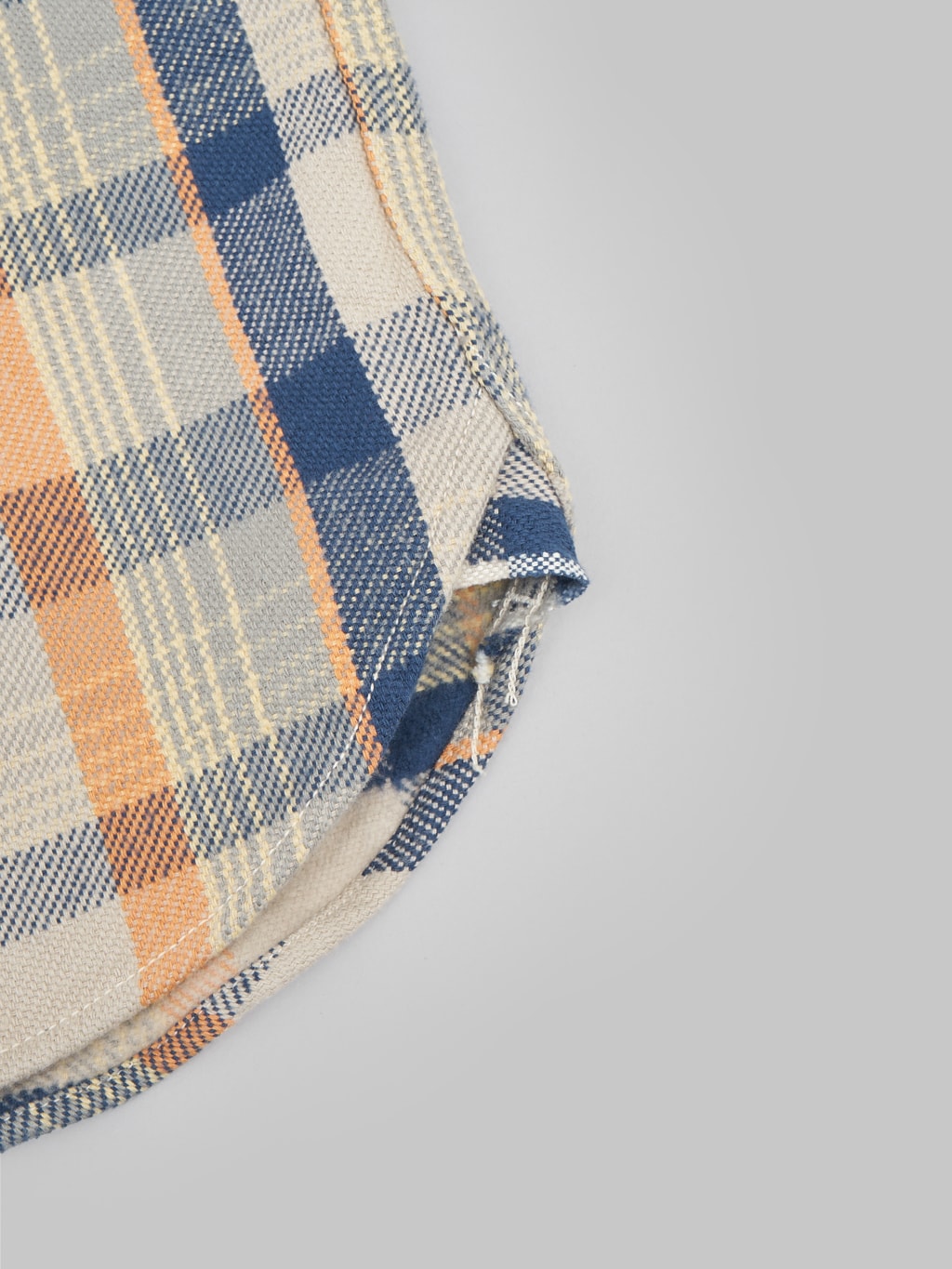 ues heavy flannel shirt navy orange selvedge